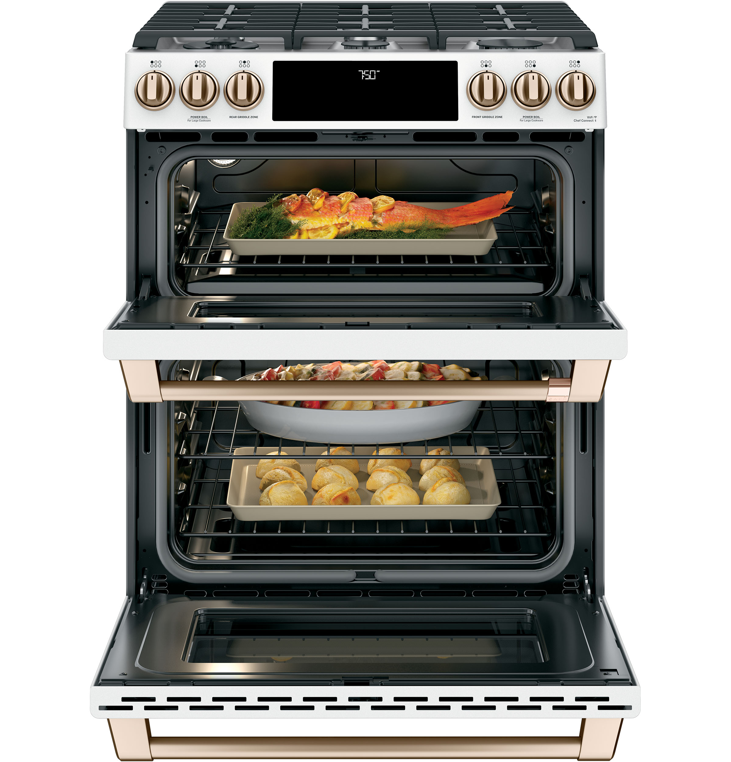 30" S/I — Gas RG — 6 Burners — Slf Cln w/ Stm Cln Opt — Cast Iron Griddle — Dbl Oven — True European Conv — ADA Compliant — Connectable via built-in WiFi view 4