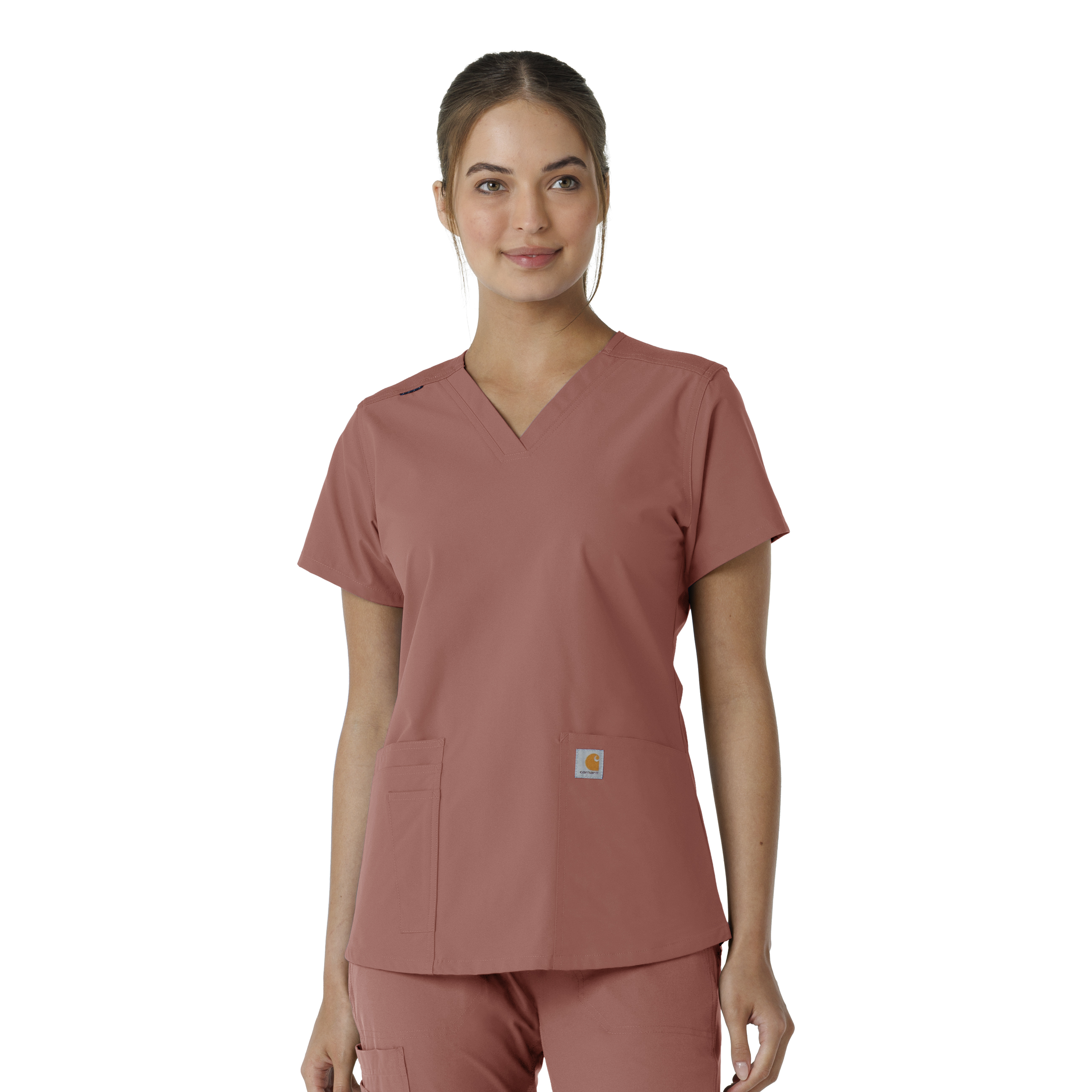 Force Essentials Women&#39;s V&#45;Neck Knit Panel Scrub Top-Carhartt