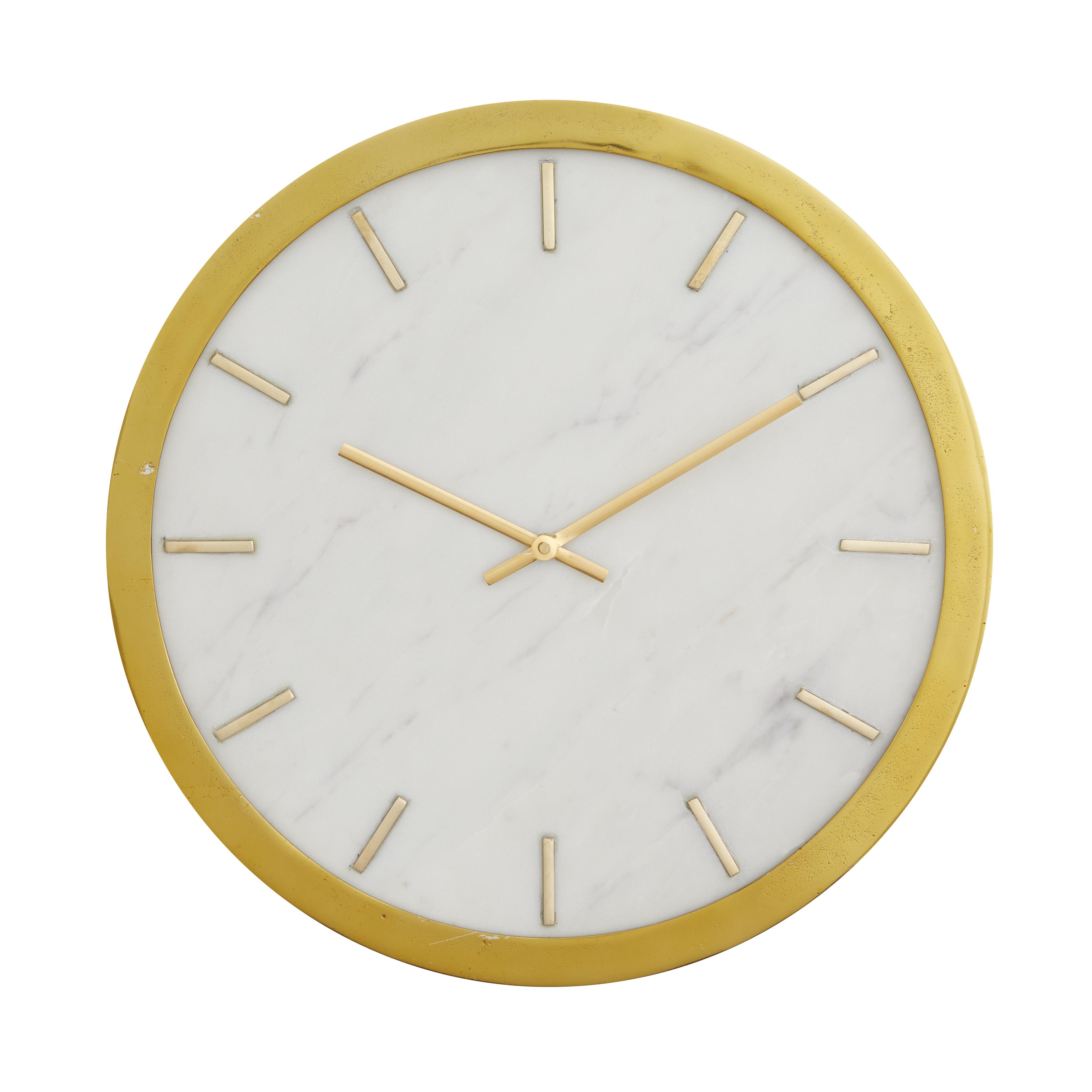 Gold Marble  Wall Clock with White Face, 16" x 2" x 16" ( pack 2 ) 