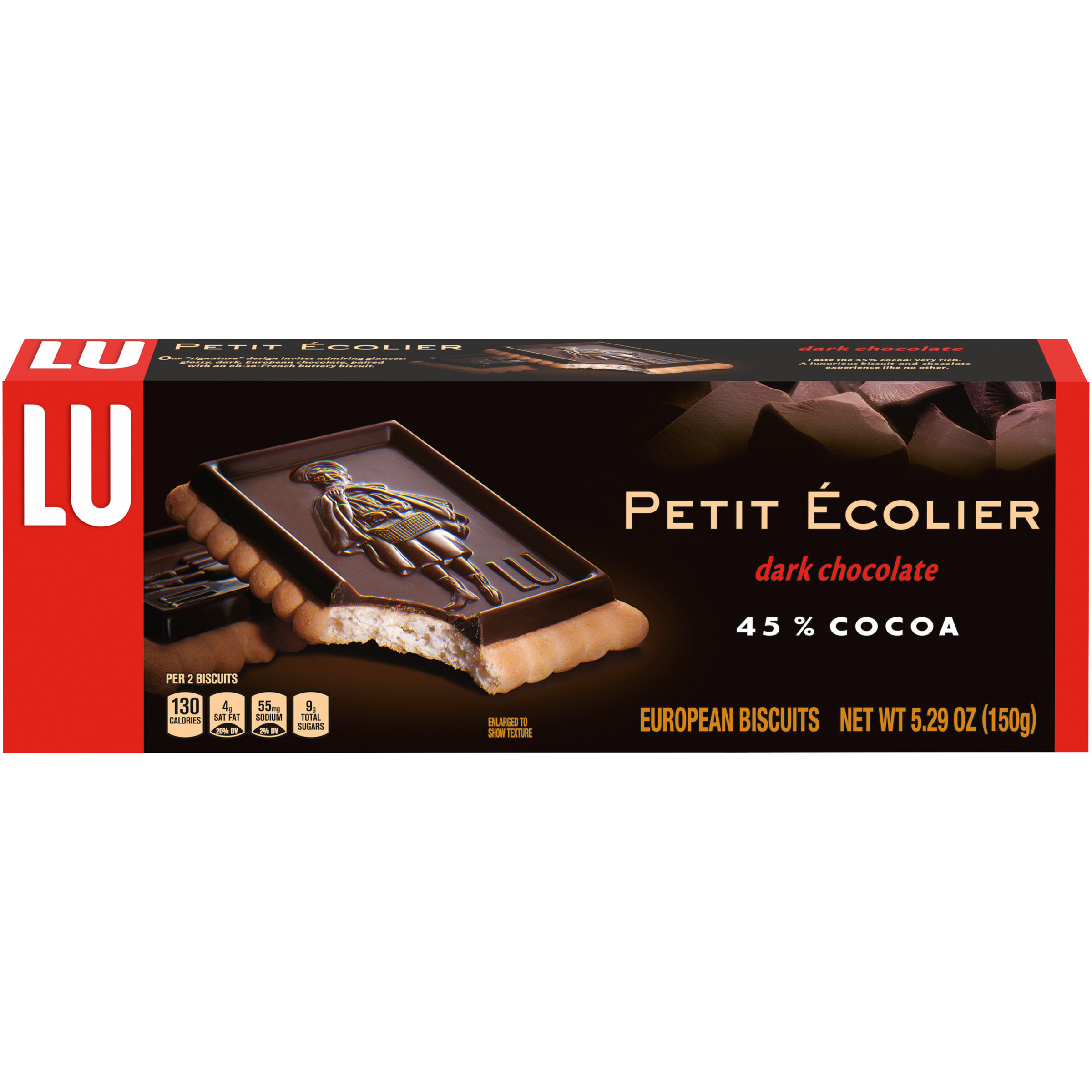 Lu Petit Ecolier European Dark Chocolate Biscuit Cookies, 45% Cocoa, 5.3 oz-0