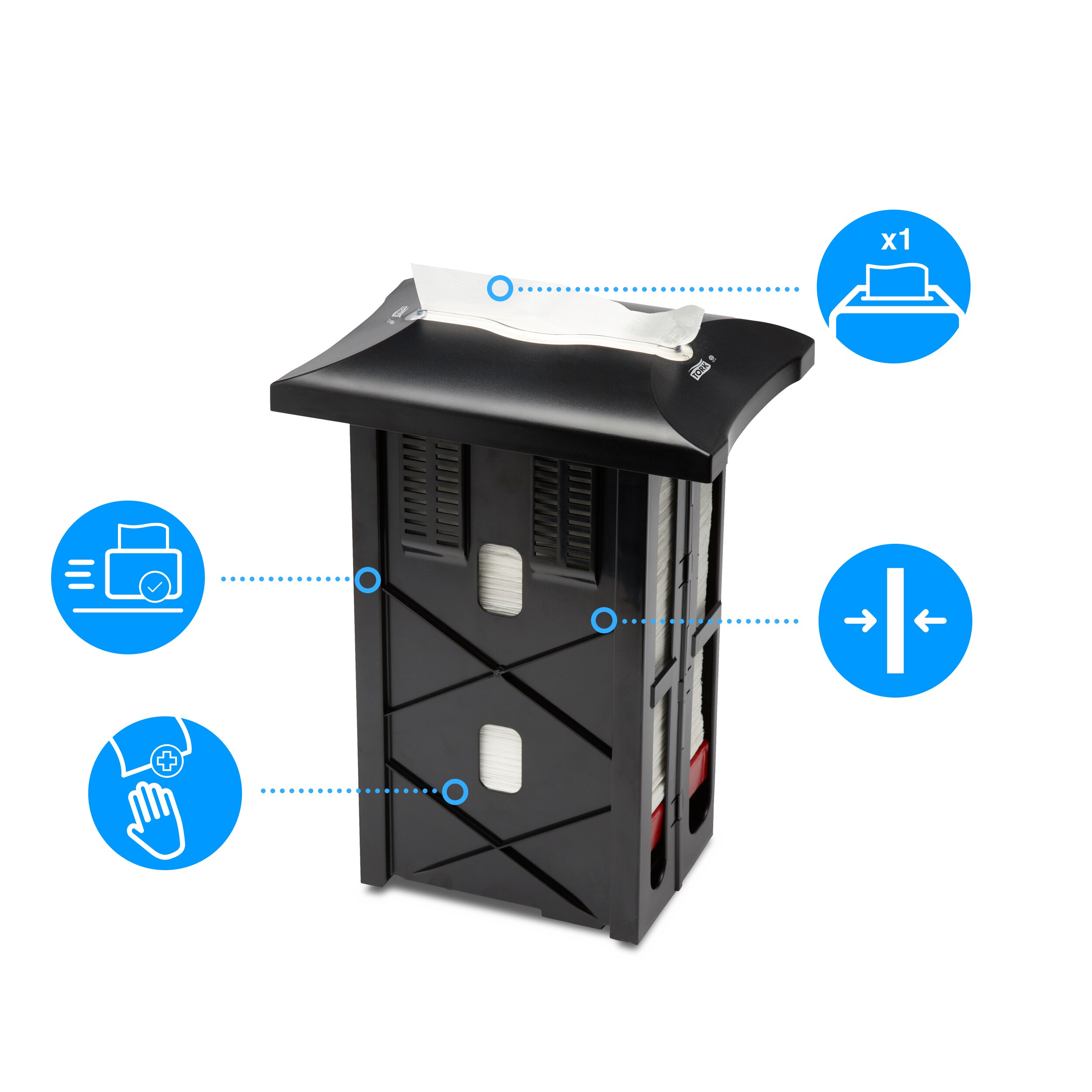 Servietdispenser, Indbygget, 34 cm, Sort, Plast, Tork Xpressnap N4