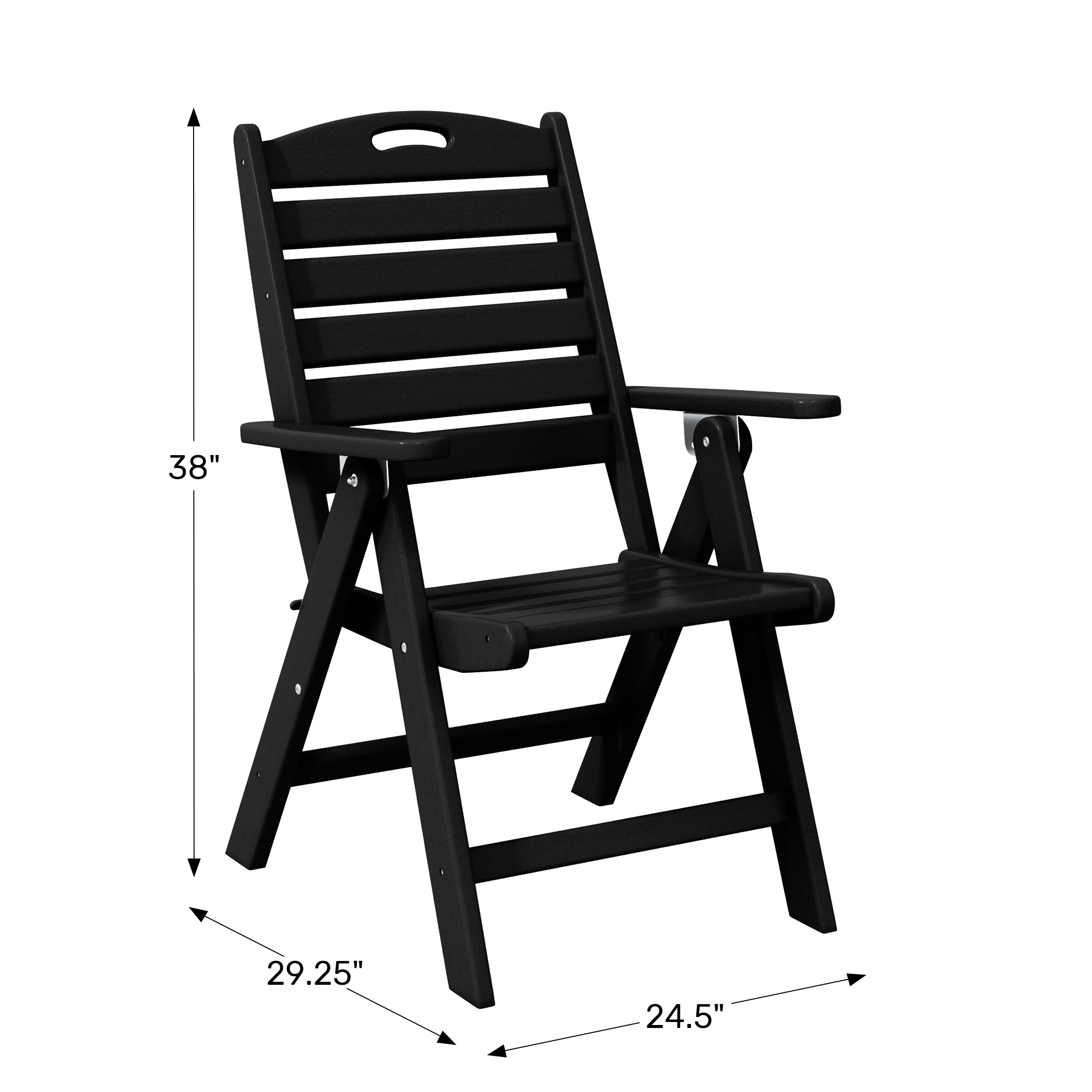 HDPE Adjustable Highback Folding Patio Dining ChairWWT Spec Image