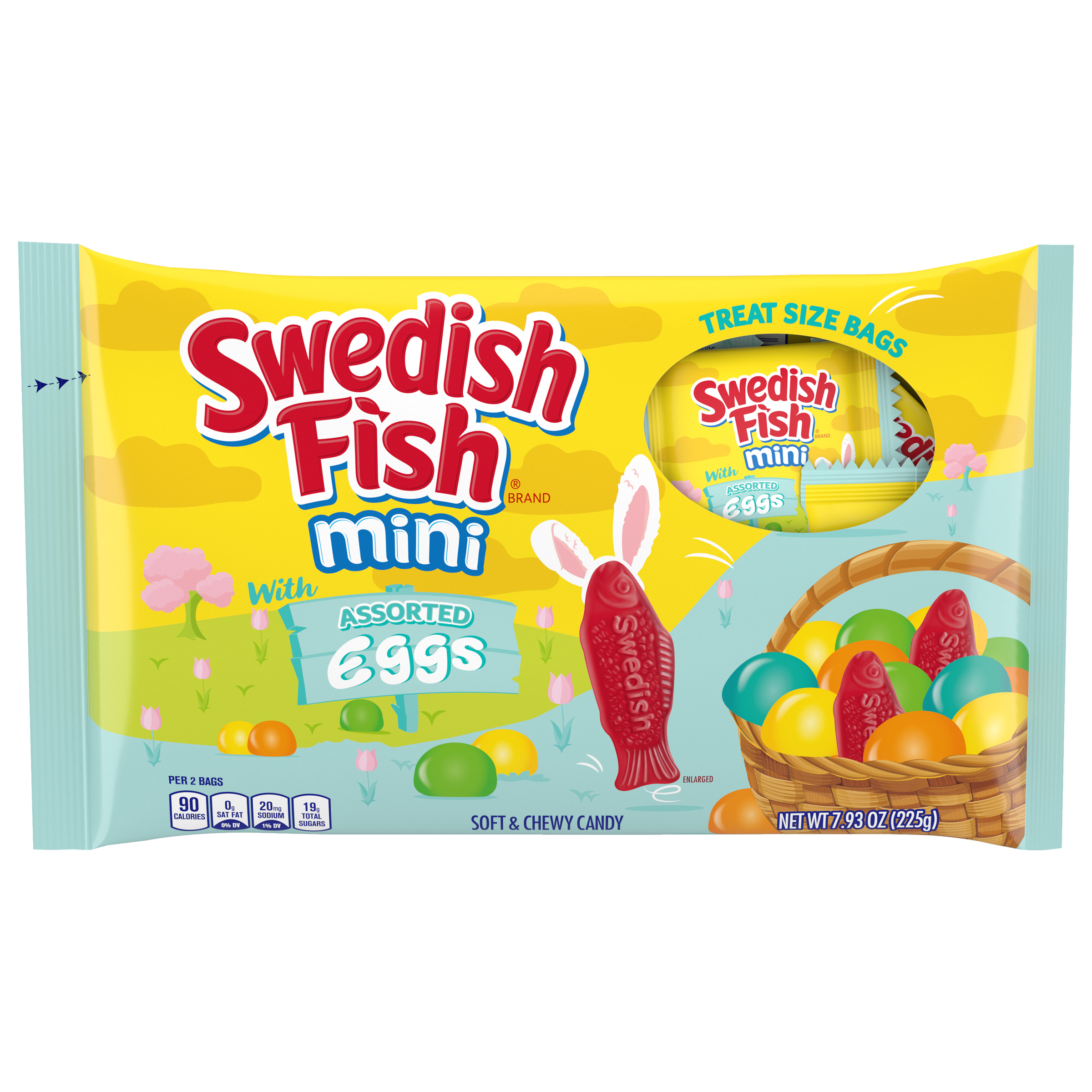 SWEDISH FISH Mini with Assorted Eggs Soft & Chewy Easter Candy, 18 Snack Packs