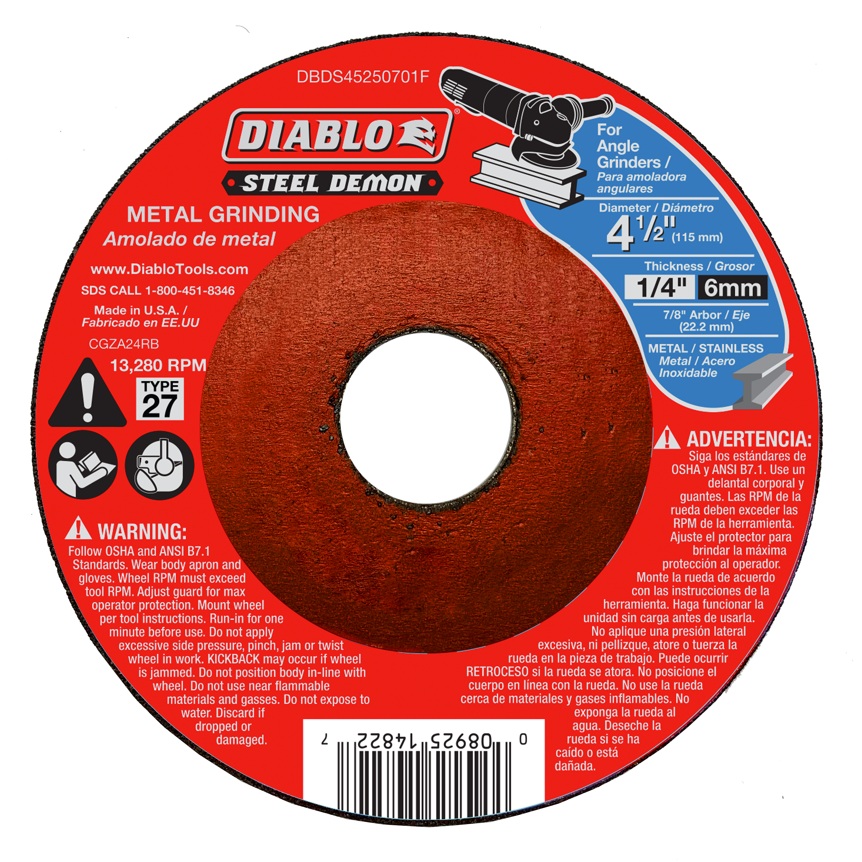 Steel Demon 4-1/2 in. Type 27 Metal Grinding Disc