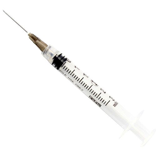 Needle and Syringe 3cc , 22G x 1" , 100/Box