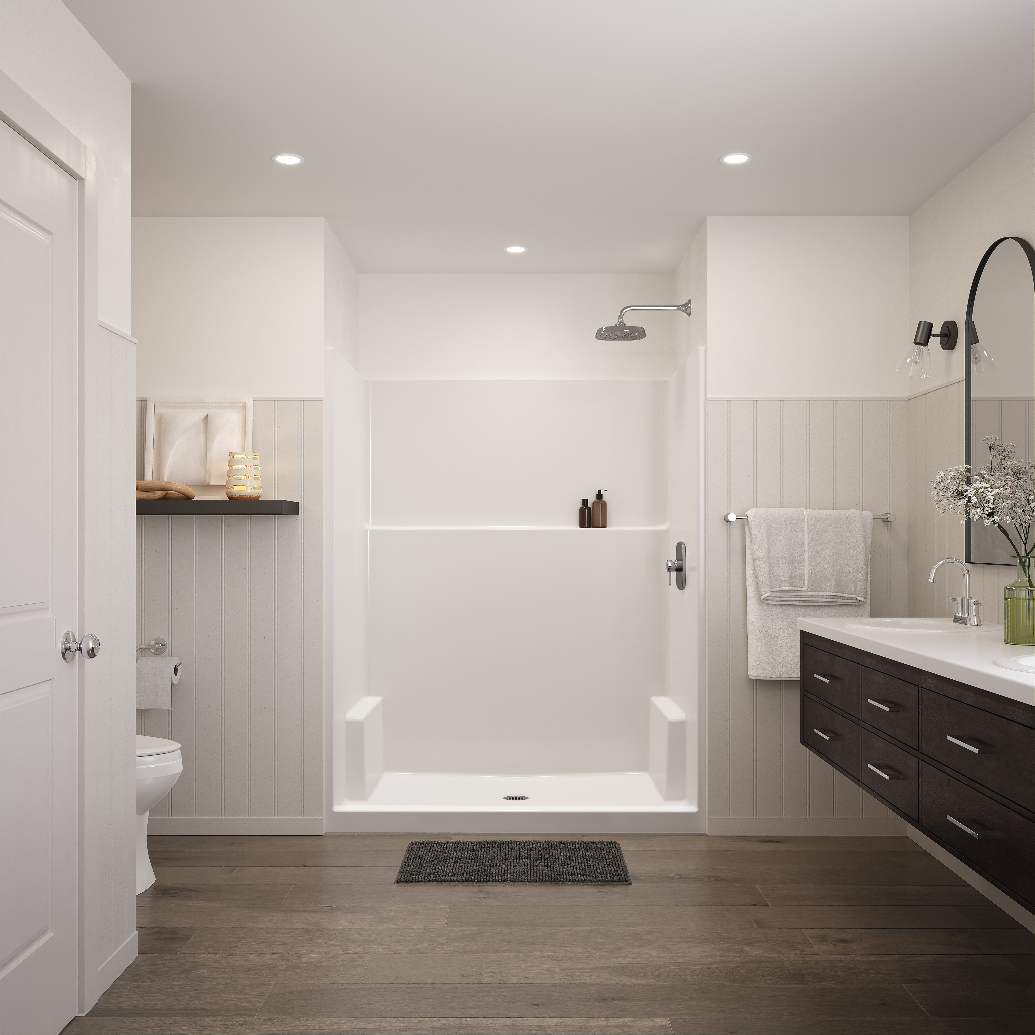Icon SH6036 AcrylX™ Alcove Center Drain One-Piece Shower in White view 7