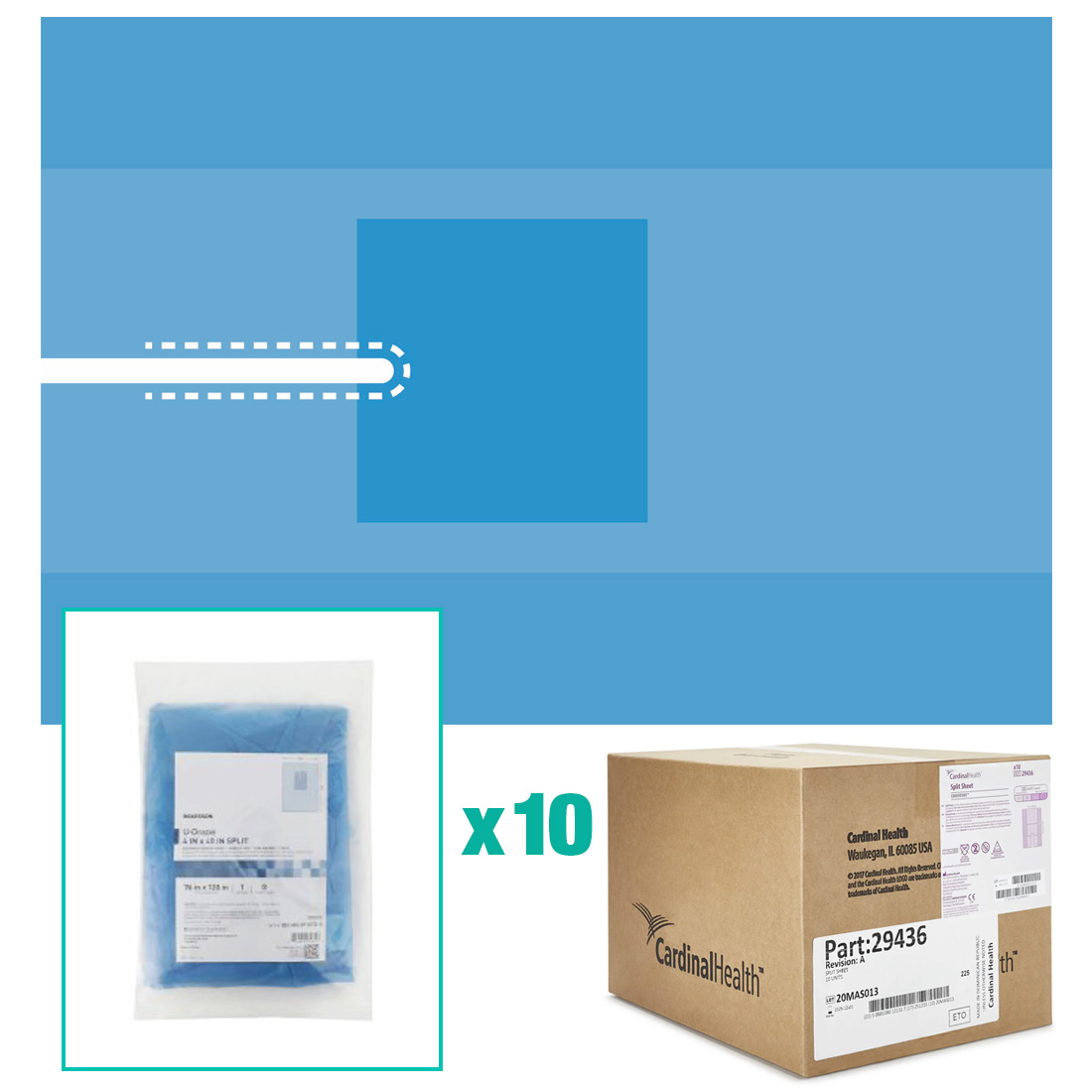 Tiburon® Drape Split Sheet w/Adhesive 77" x 108" - 10/Case
