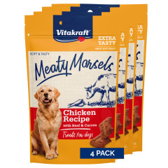 Image of Vitakraft Meaty Morsels Dog Treat, Chicken Recipe with Beef & Carrots, Value-Pack, 4 Count