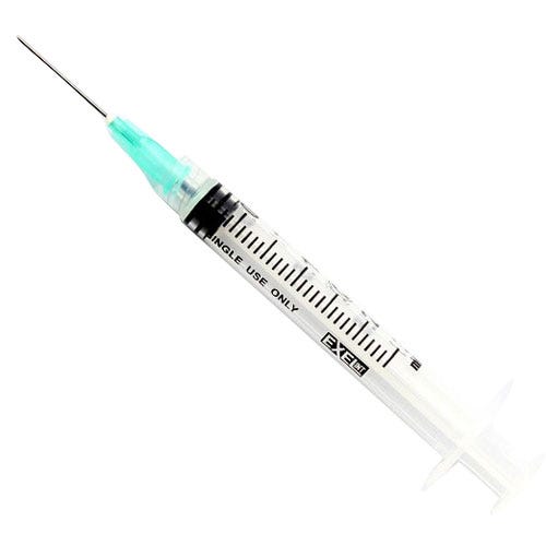 Needle and Syringe 3cc, 21G x 1" , 100/Box