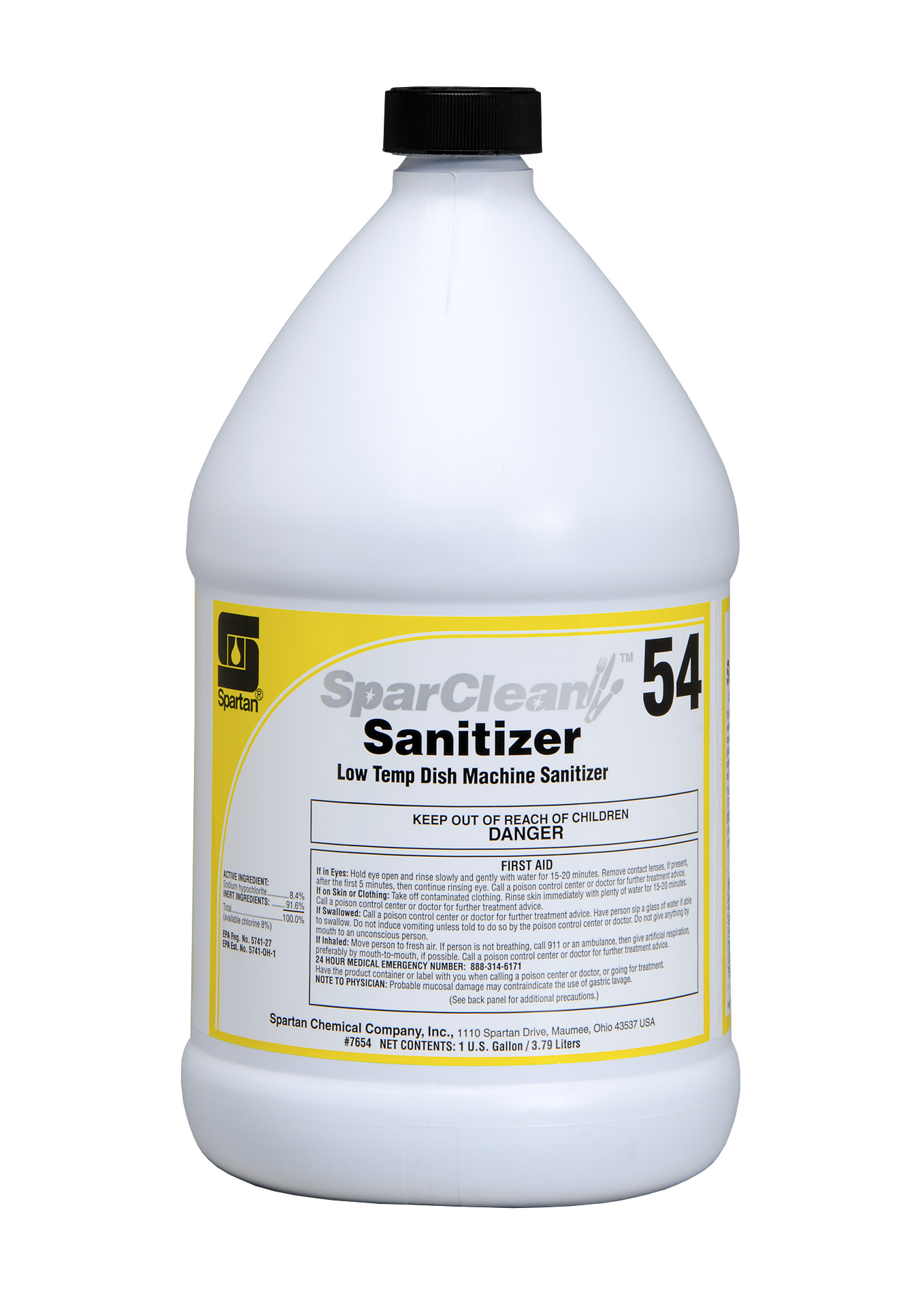 Spartan Chemical Company SparClean Sanitizer 54, 1 GAL 4/CSE