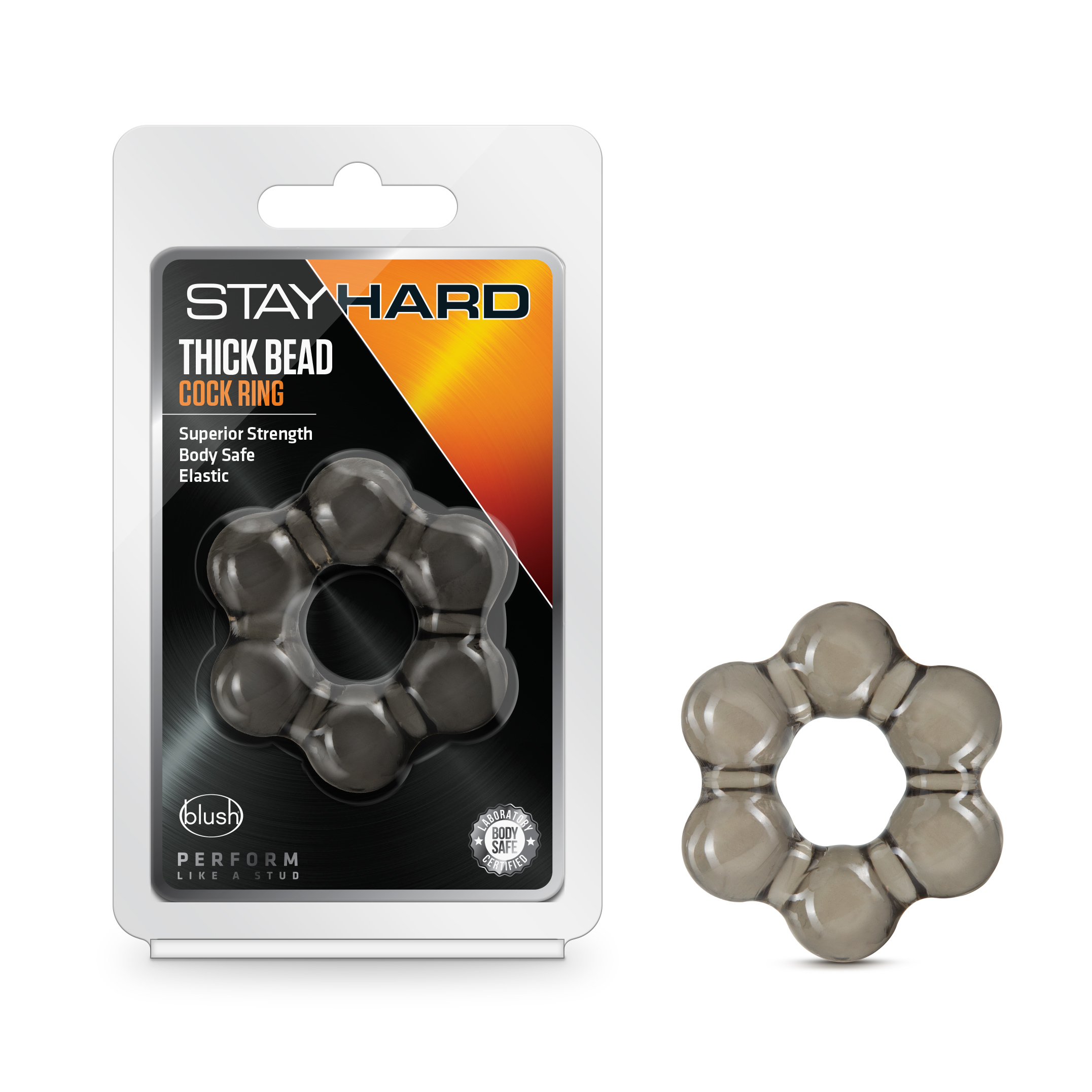 Blush Stay Hard / Thick Beaded Black Penis Ring