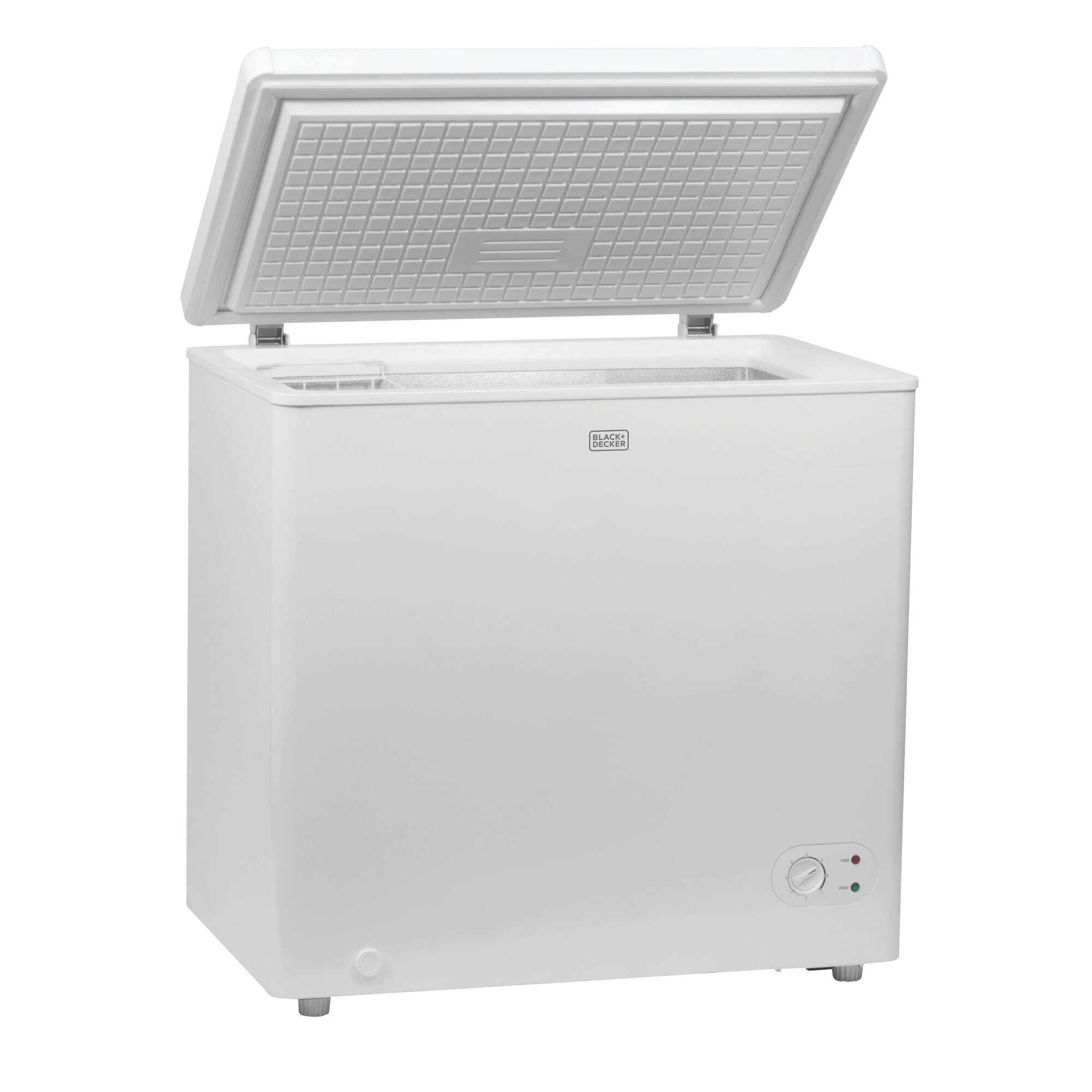 5.5 Cubic foot  Chest Freezer with lid open.