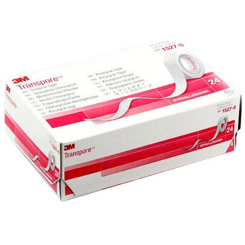 Transpore™ Surgical Tape, Transparent Plastic, 1/2" x 10yds - 24/Box