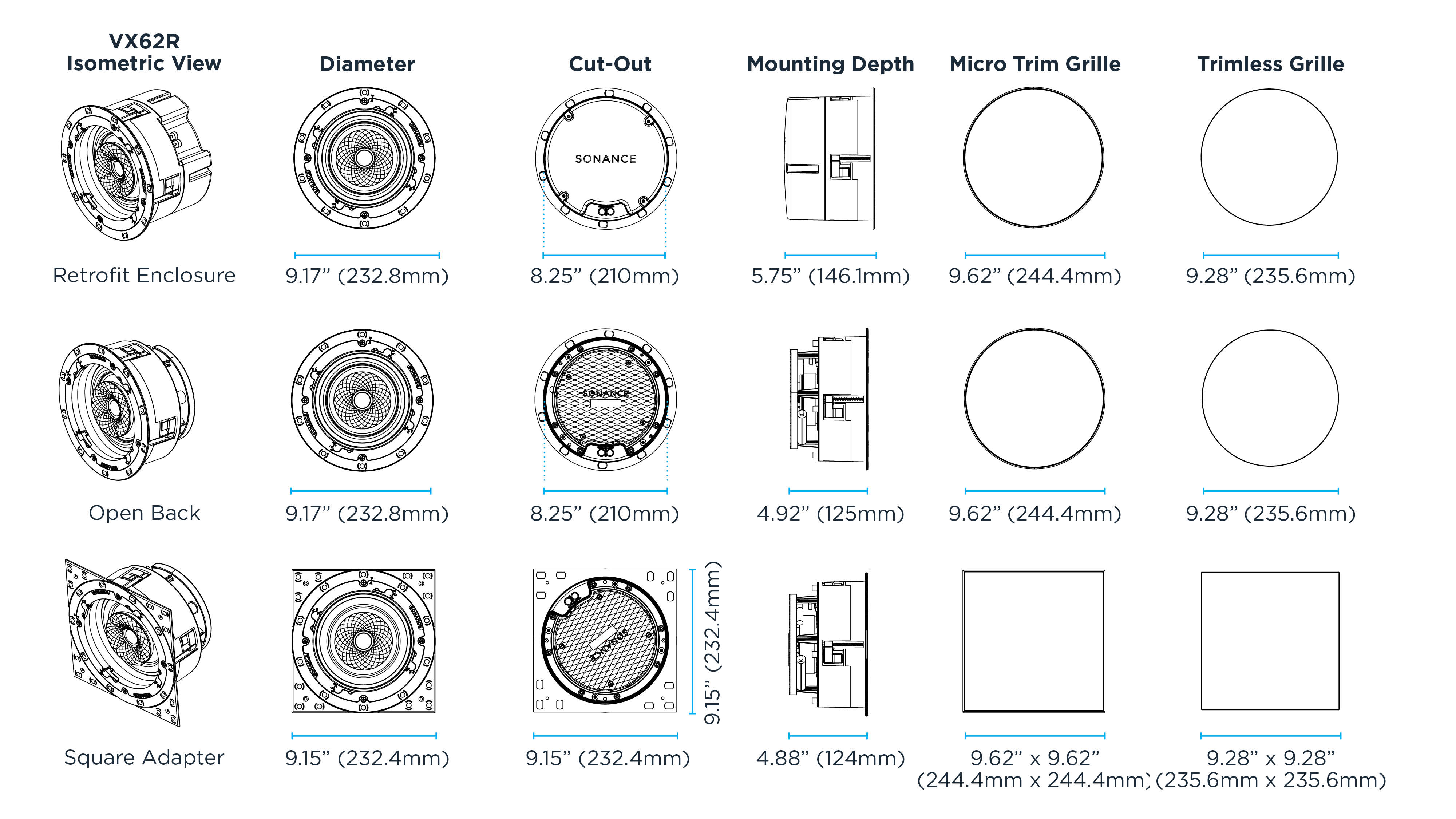 VX62R Dimensional Drawings