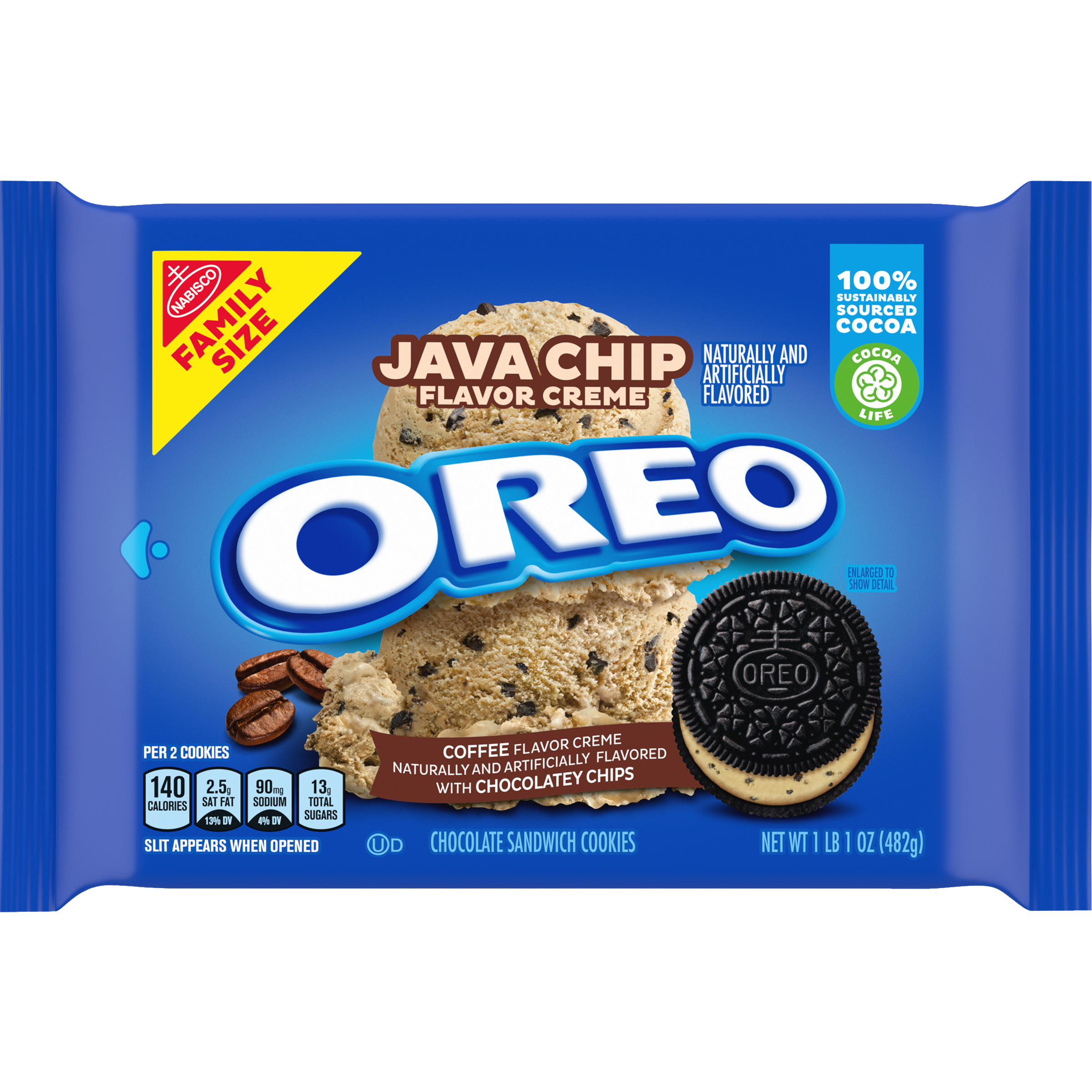 OREO Java Chip Flavored Creme Chocolate Sandwich Cookies, Family Size, 17 oz-1