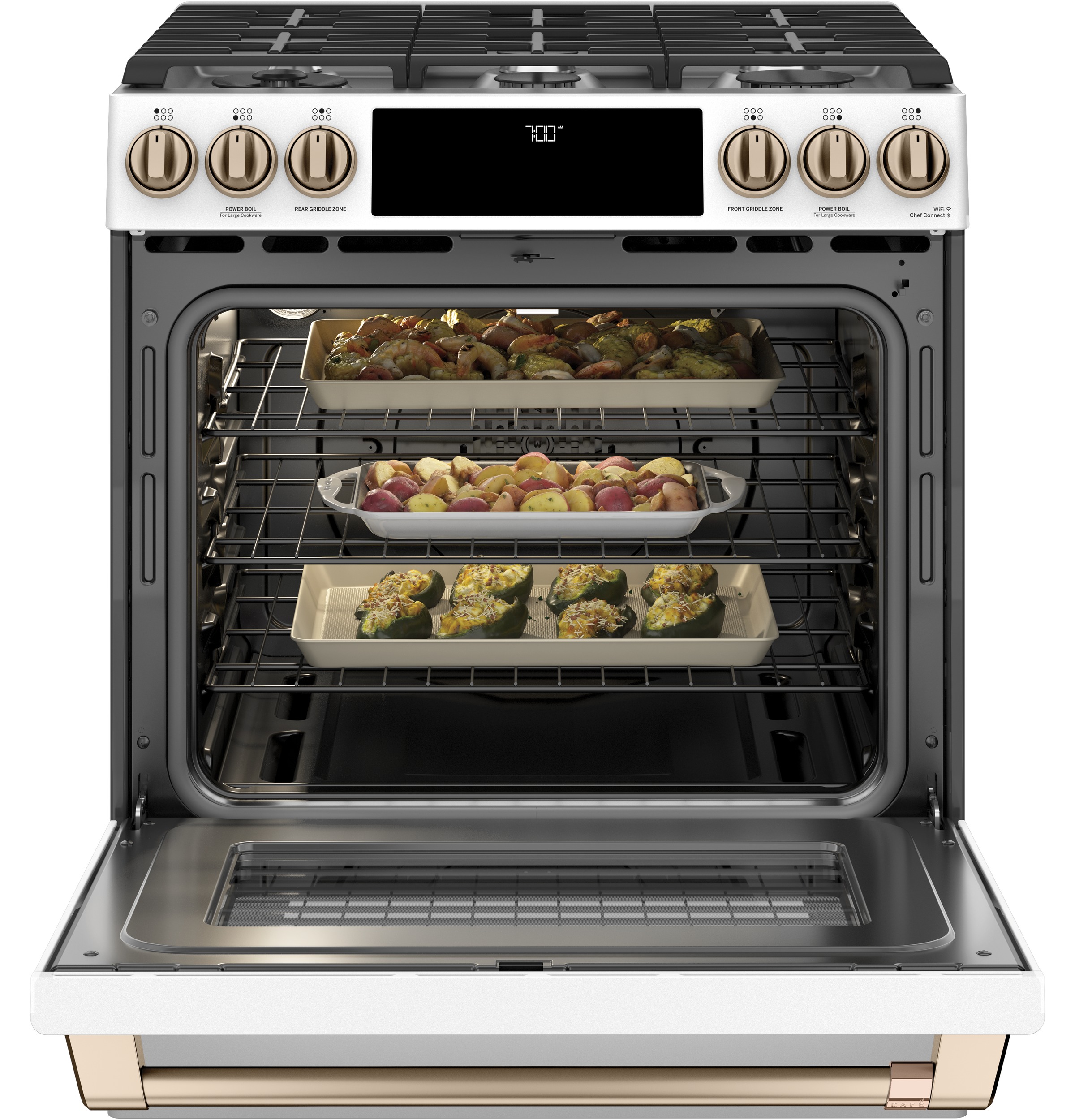 30" S/I — Gas RG — 6 Burners — Slf Cln w/ Stm Cln Opt — Cast Iron Griddle — Sgl Oven w/ Storage Drwr — True European Conv — ADA Compliant — Connectable via built-in WiFi view 3