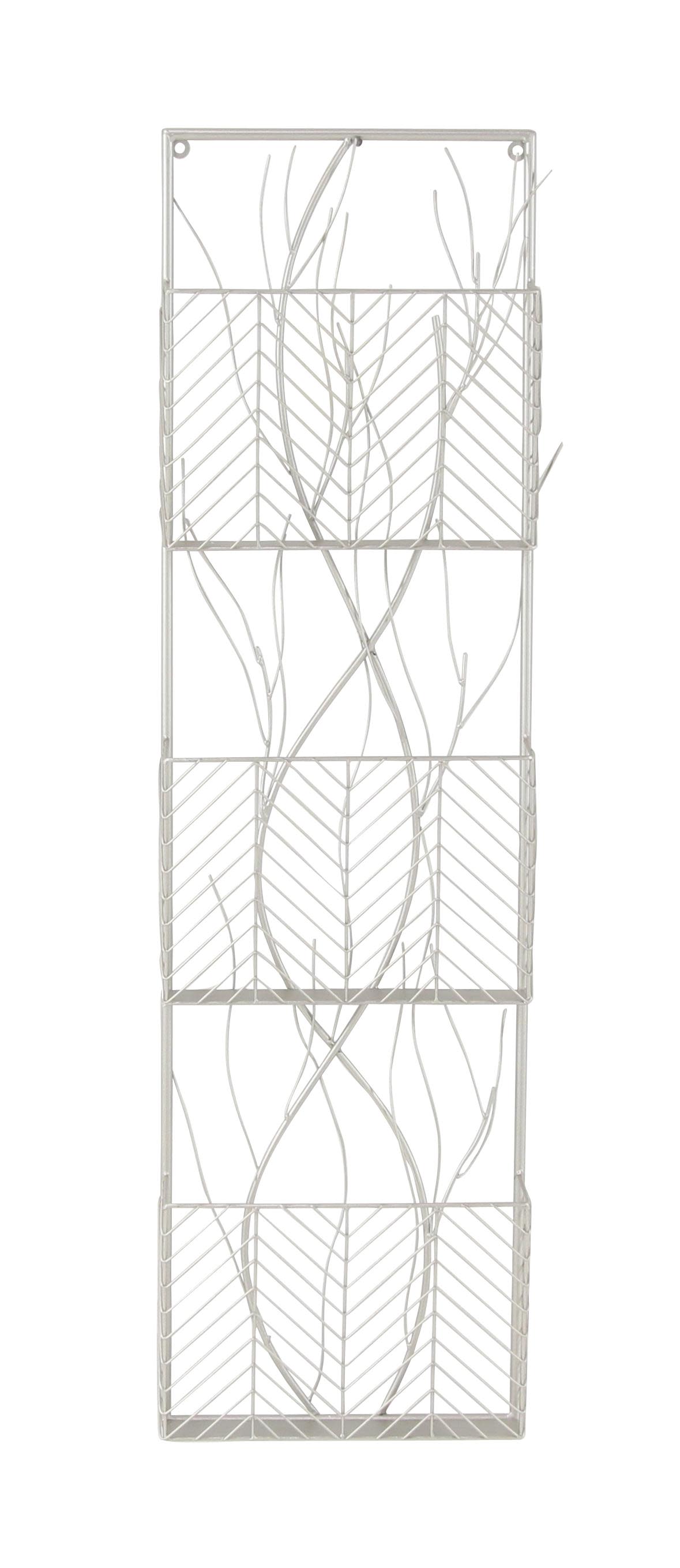 Silver Metal  Magazine Rack Holder, 12" x 5" x 44"
