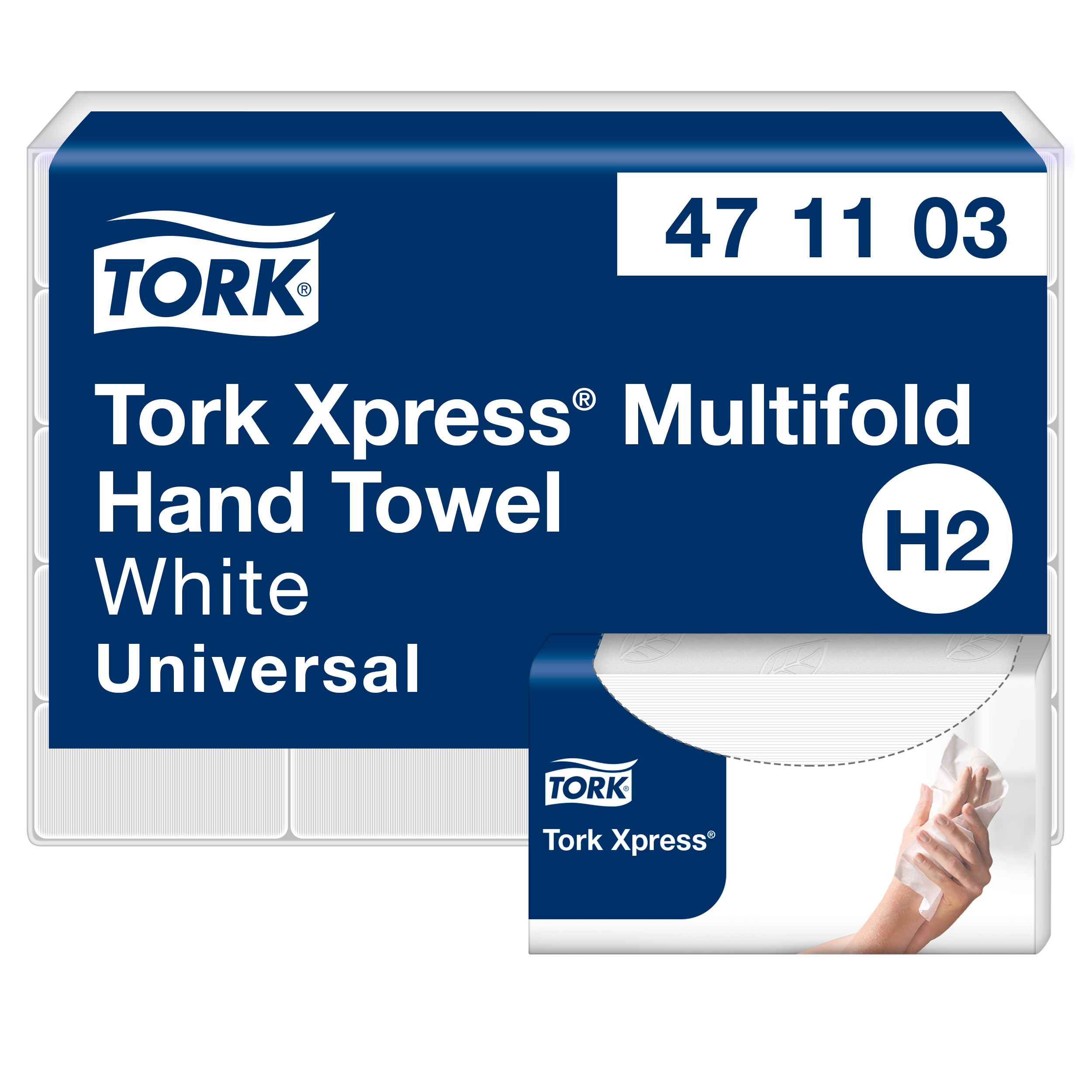 Håndklædeark, 2 lag, M-fold, 3800 ark, Tork Xpress H2