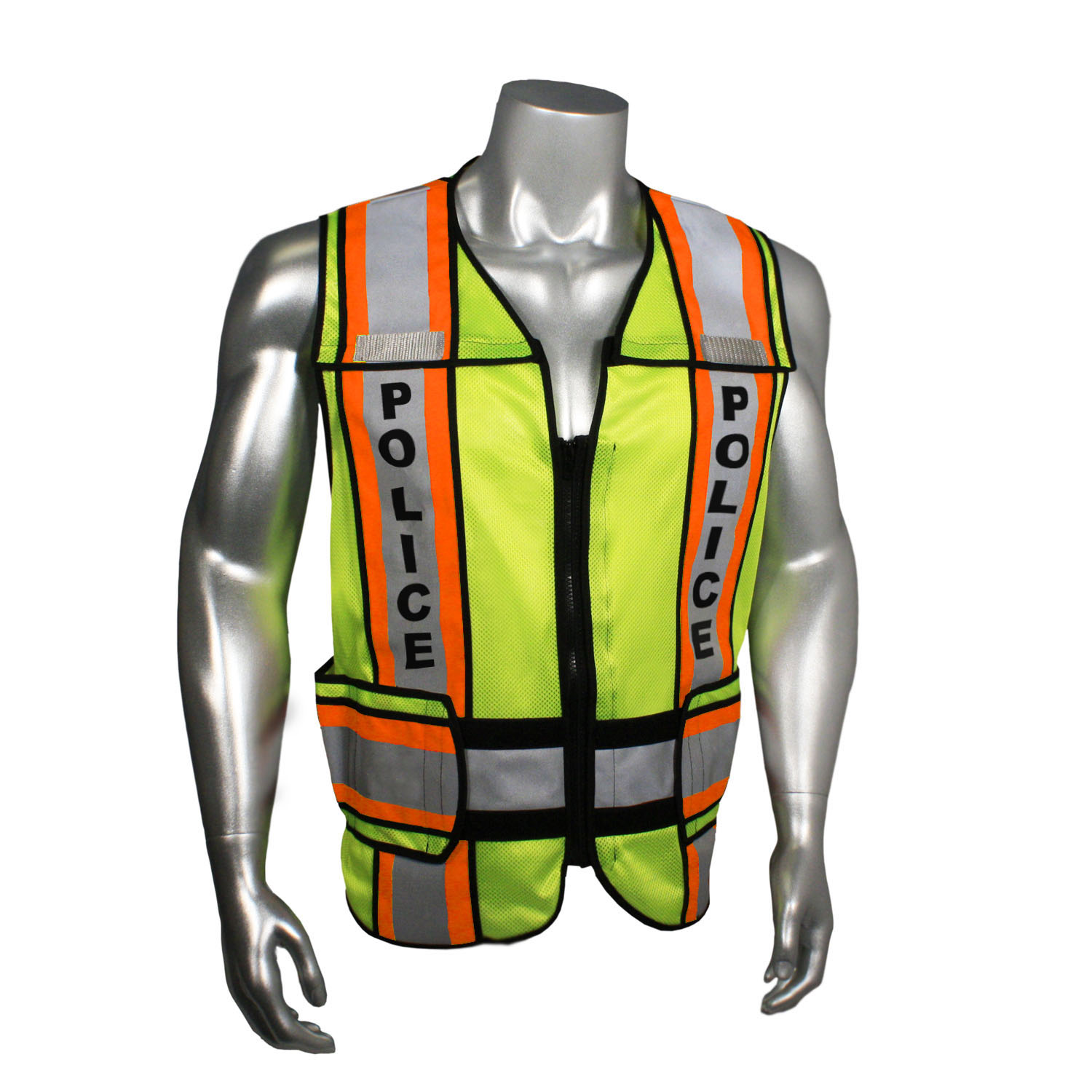 LHV-207-4C Class 2 Breakaway Vest - Police - Orange Trim - Green - Size 2X-4X