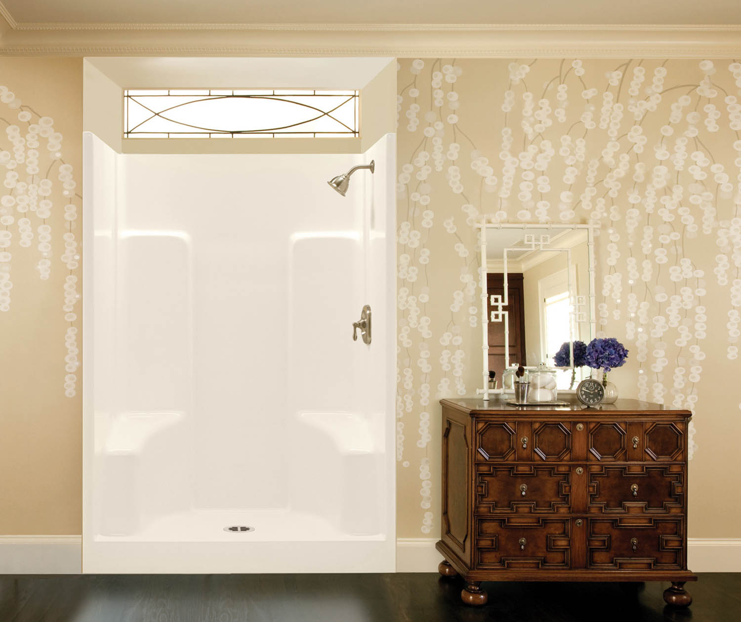 1483SG 48 x 35 AcrylX Alcove Center Drain One-Piece Shower in White view 4