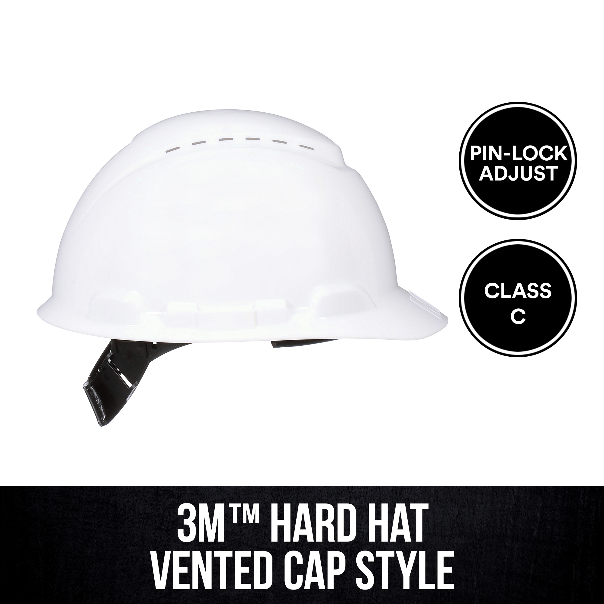 3M VENTED HARD HAT WHITE WITH PINLOCK ADJUSTMENT