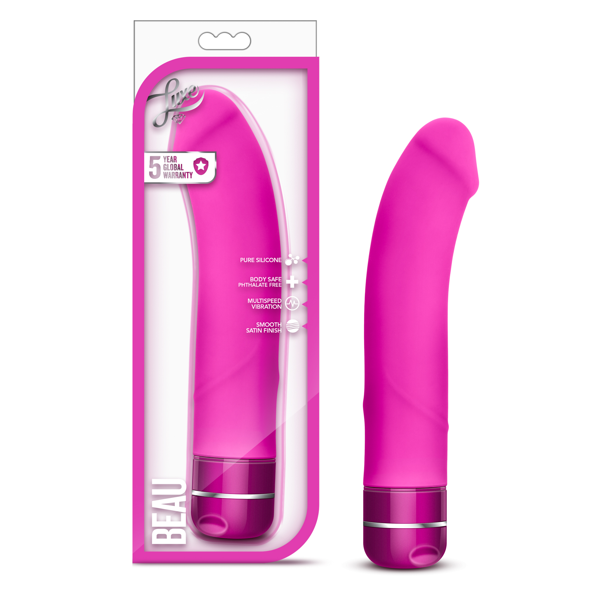 Blush Luxe Beau G-Spot Pink 8.5-Inch Long Vibrating Dildo