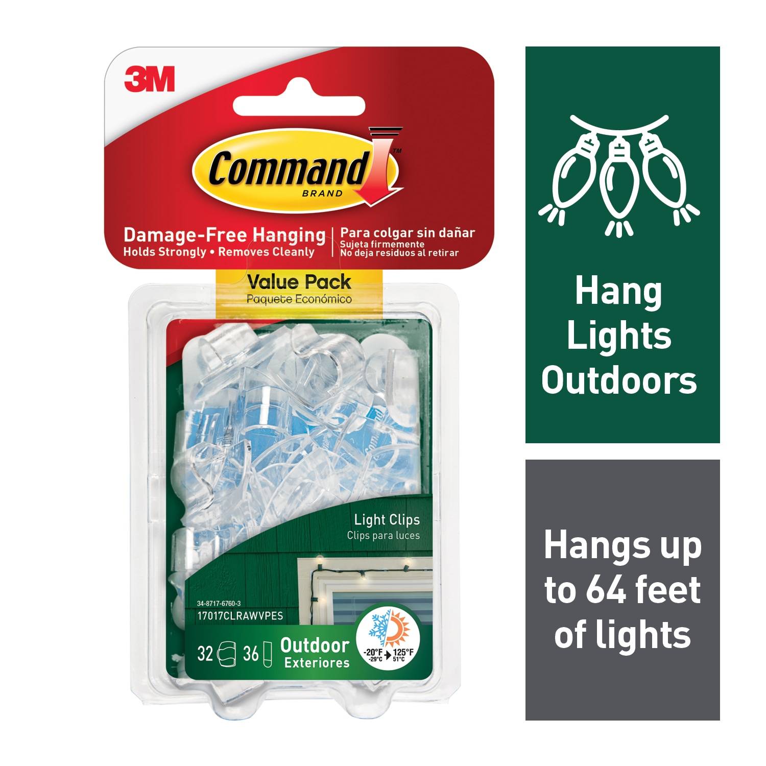 SKU 7010336056 | Command™ Outdoor Light Clips Value Pack 17017CLRAWVPES