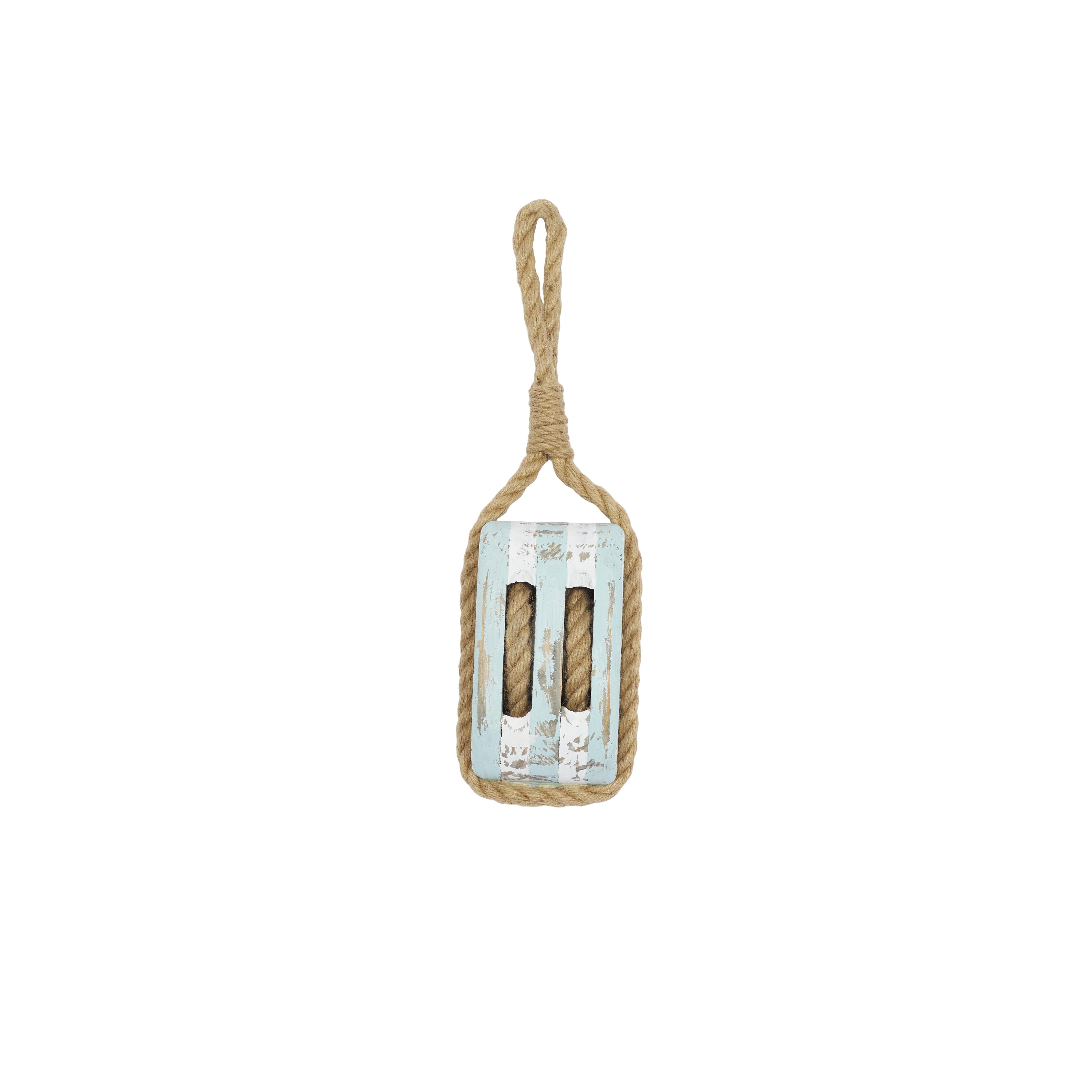( 2 pieces) Blue Wood Sail Boat Pulley Home Wall Decor, 14\" x 5\" x 4\"