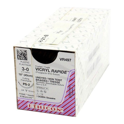 VICRYL RAPIDE™ Undyed Braided & Coated Sutures, 3-0, PS-2, Precision Point-Reverse Cutting, 18" - 12/Box