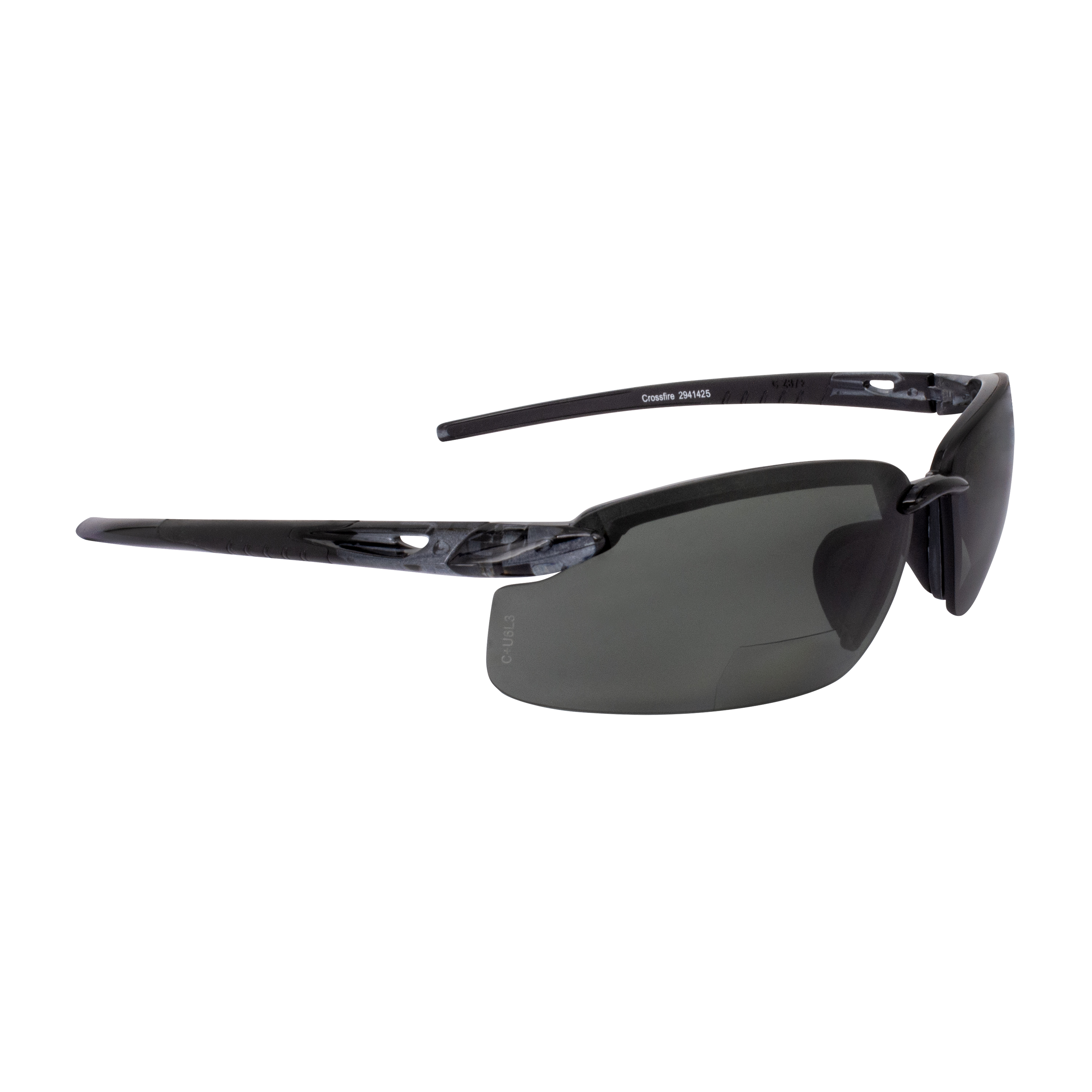 ES5 Bifocal Safety Eyewear - Crystal Black Frame - Polarized Smoke Lens - 2.5 Diopter