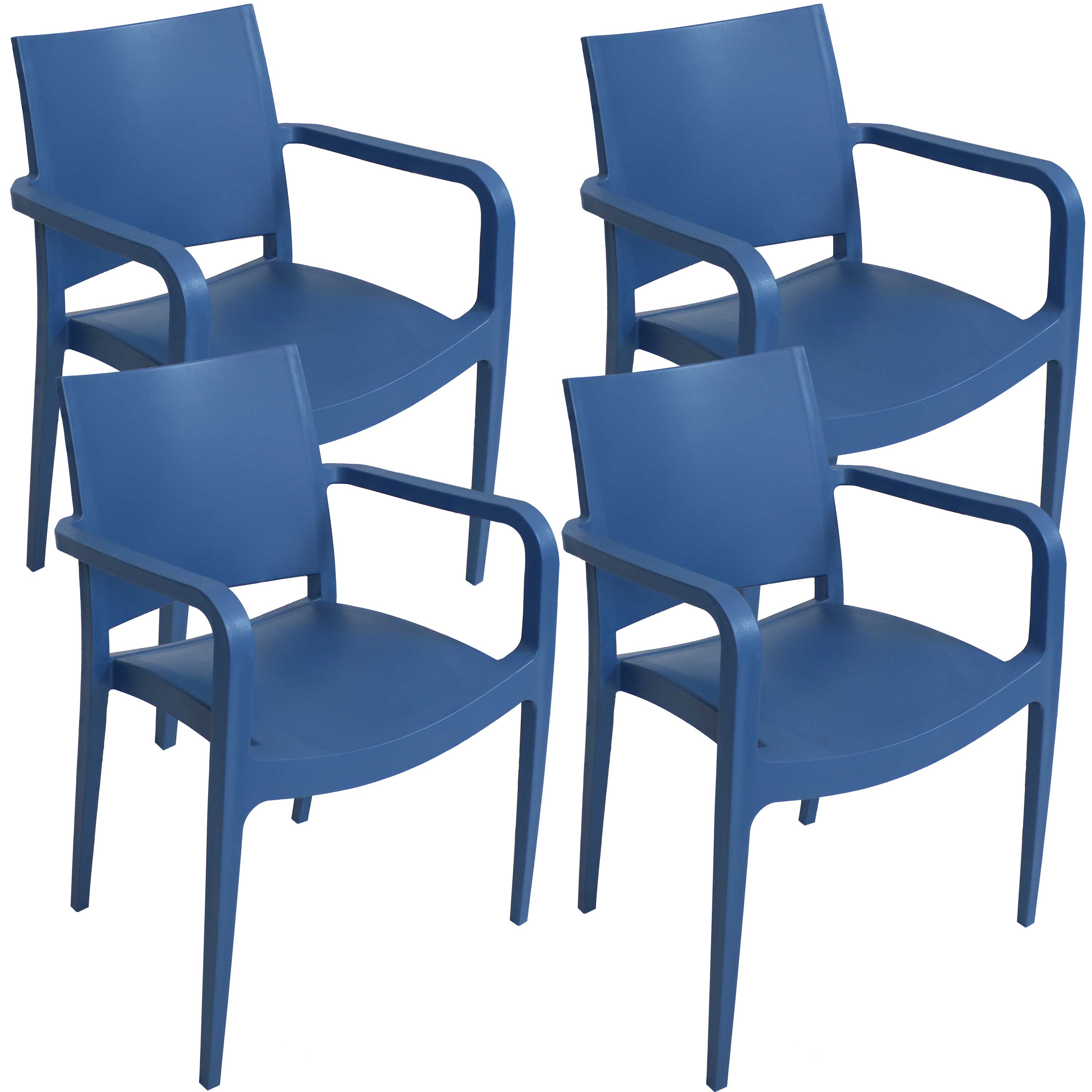 Sunnydaze Landon Plastic Dining Armchair - Sax Blue - 4-Pack