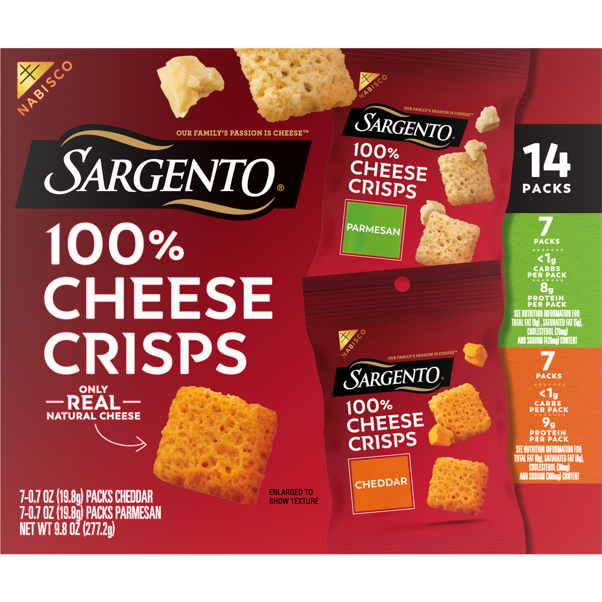 SARGENTO® 100% Cheese Crisps Variety Pack, Parmesan and Cheddar, 14 Snack Packs-1