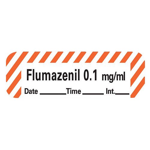 Flumazenil Labels, White with Red Stripes, - 333/Roll