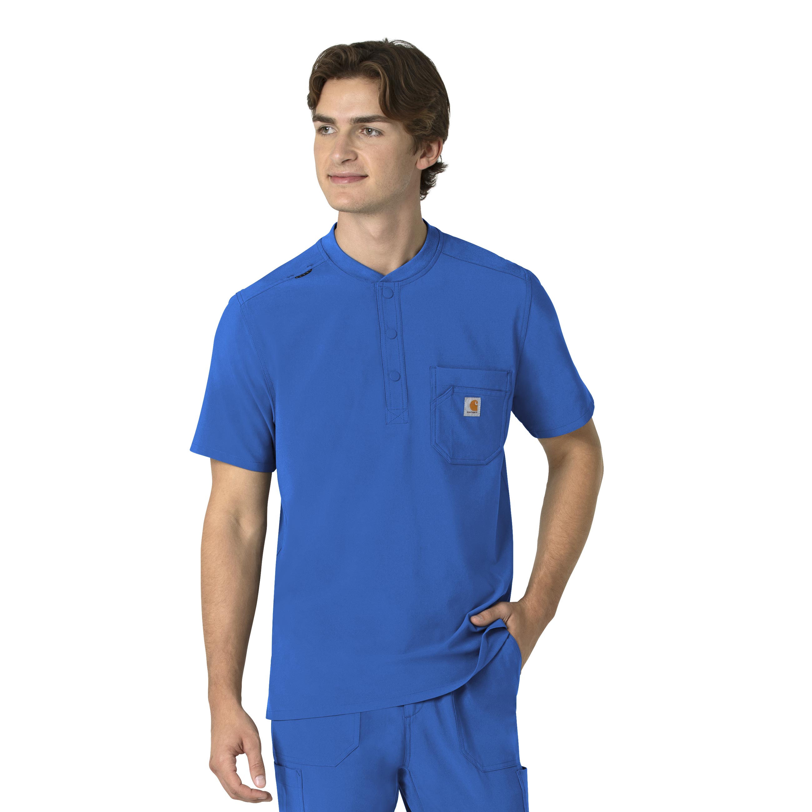 Carhartt Force Cross-Flex C16310 Men&#8216;s Triple Chest Pocket Rugged Flex Henley Medical Scrub Top-Carhartt