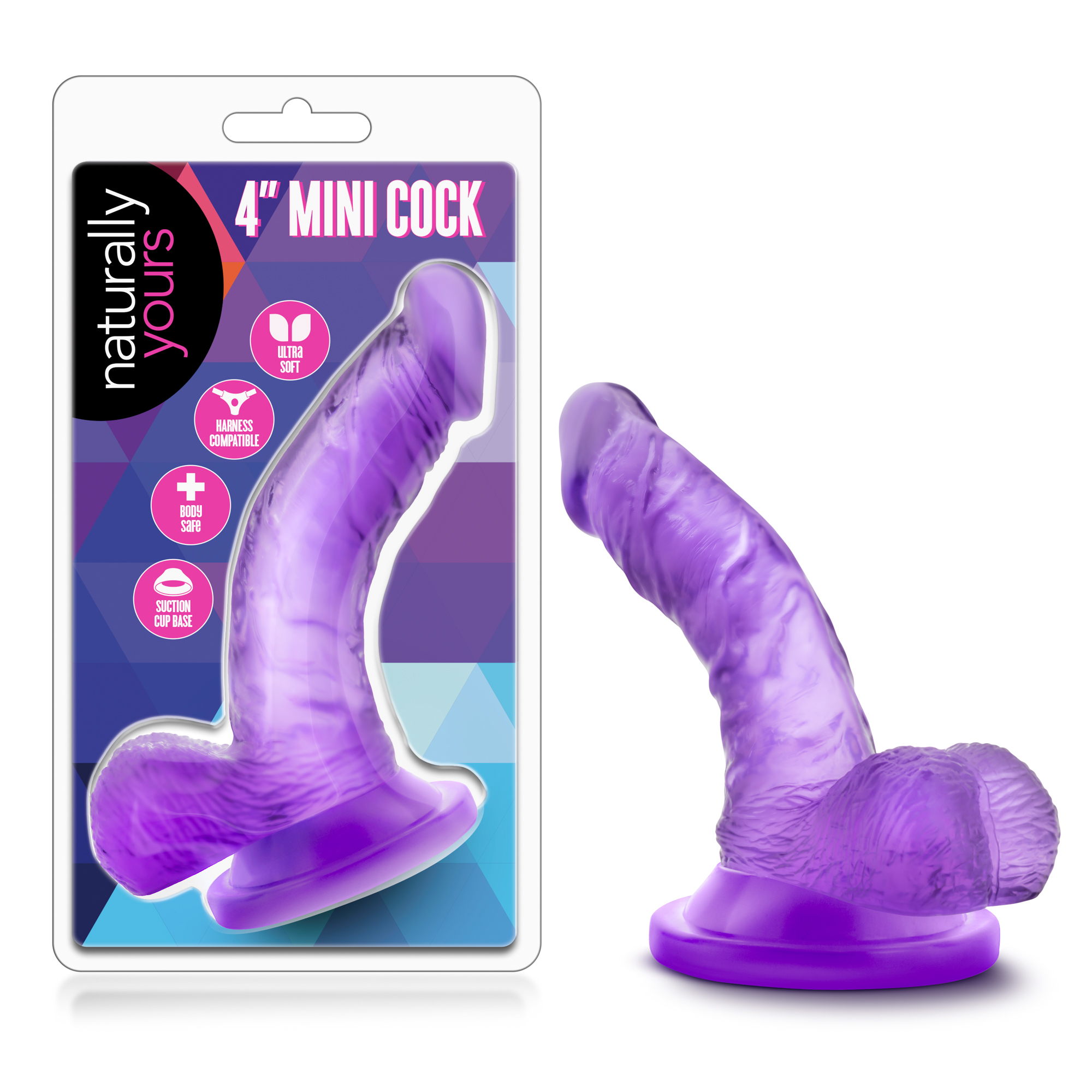 Blush Naturally Yours Realistic Curved G-Spot Purple 4.75-Inch Long Dildo With Balls & Suction Cup Base