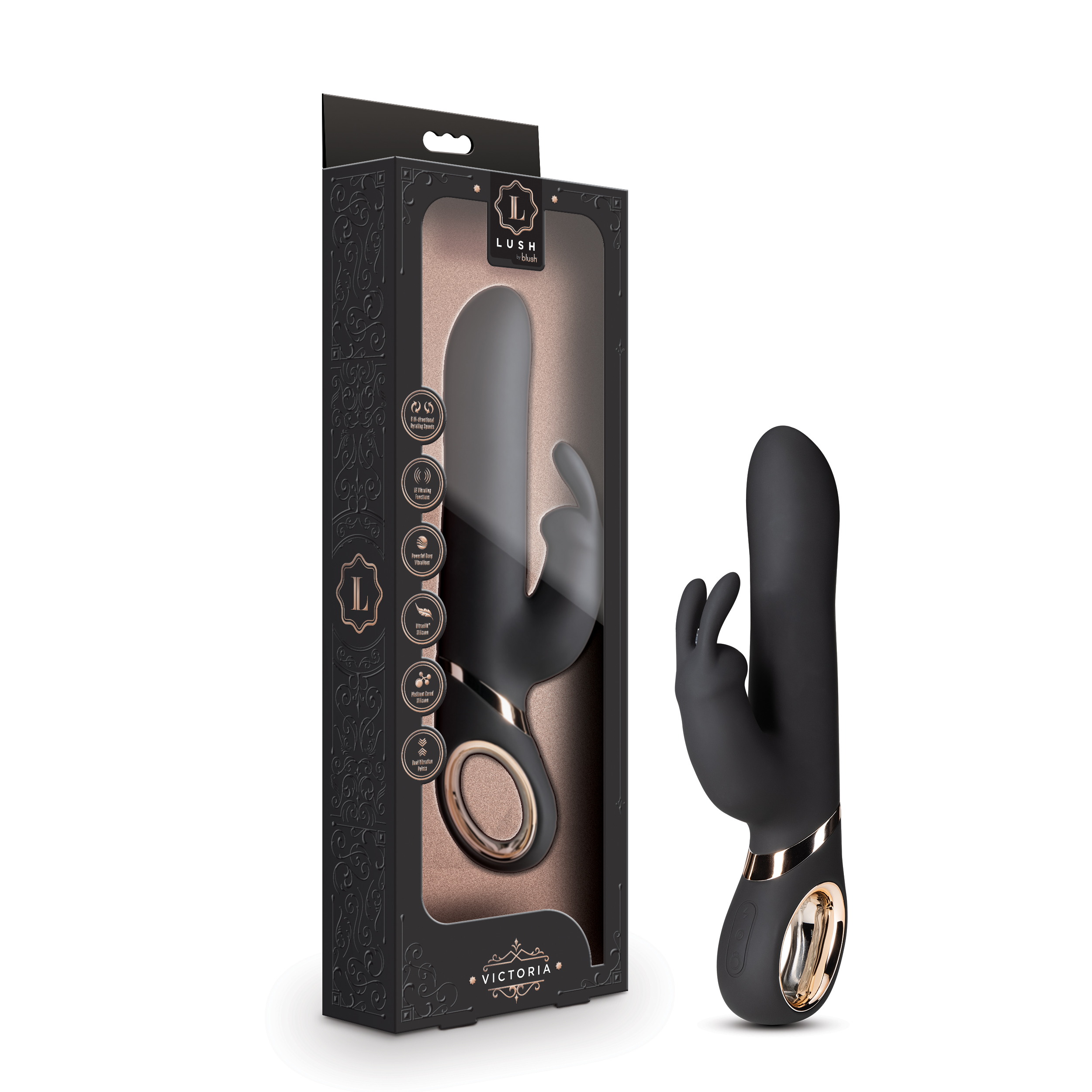 Blush Lush Victoria G-Spot Black 9-Inch Rabbit Loop Handle Vibrator