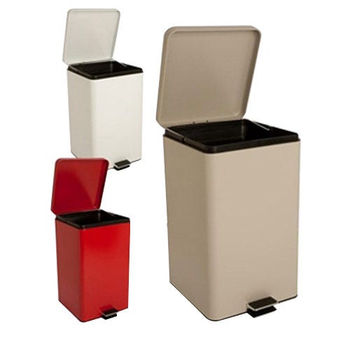 Step-On Metal Waste Can Square 20 qt Beige