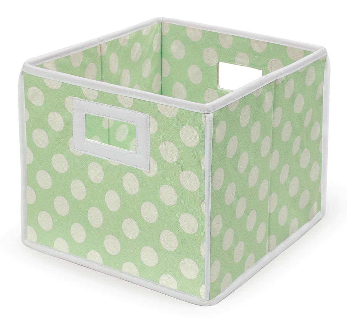 Folding Basket/Storage Cube - Sage Polka Dot