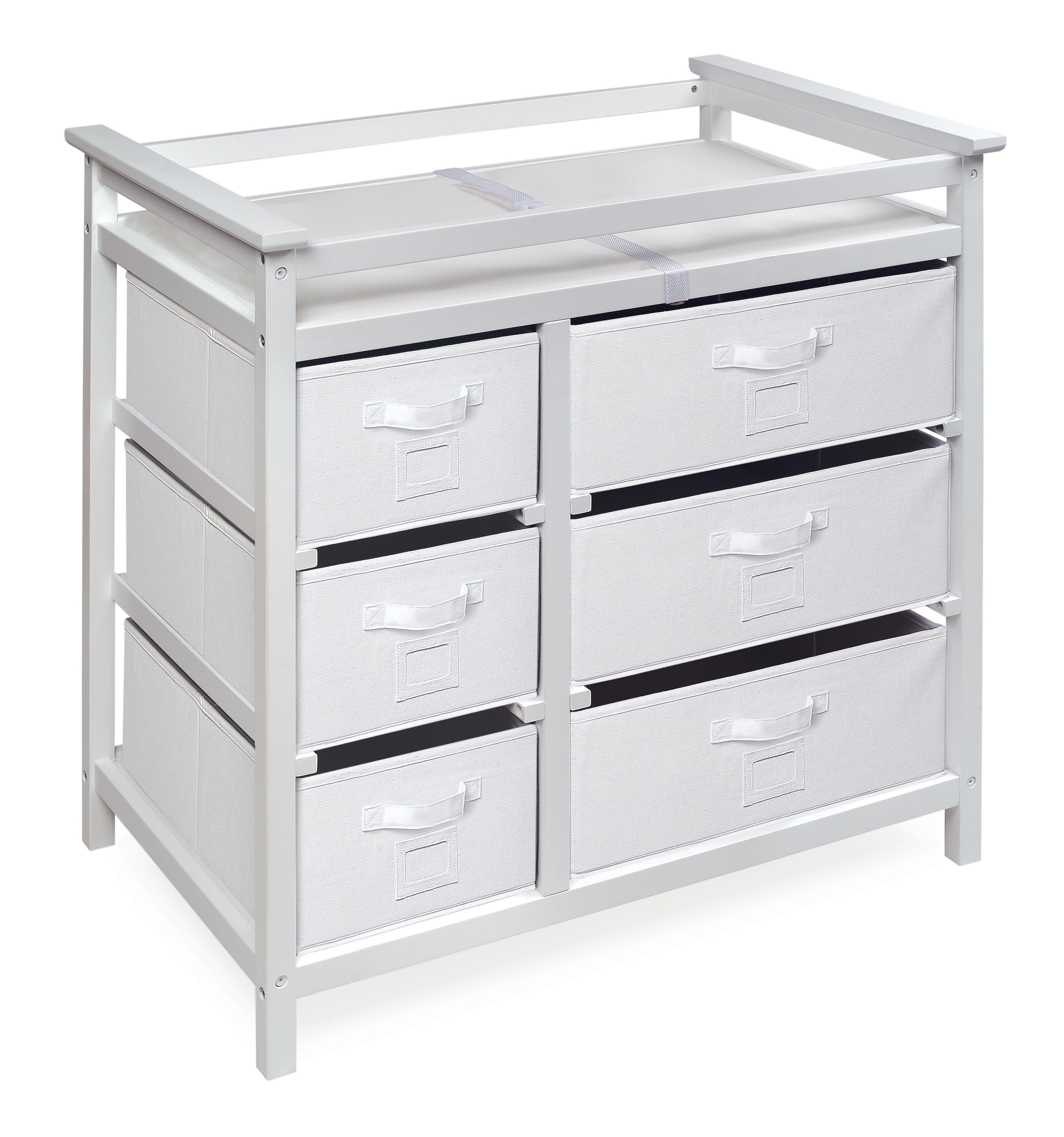 Modern Baby Changing Table with Six Baskets - White