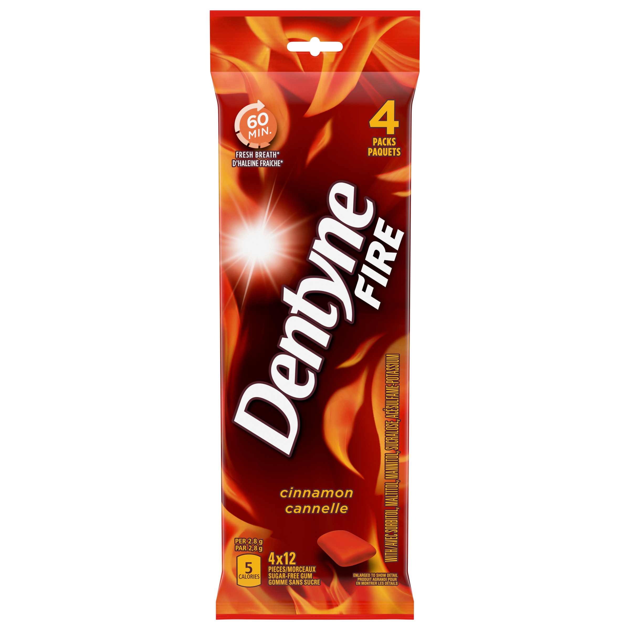 Dentyne Fire Cinnamon, Sugar Free Gum, 4 Pack (12 pieces per pack)-0