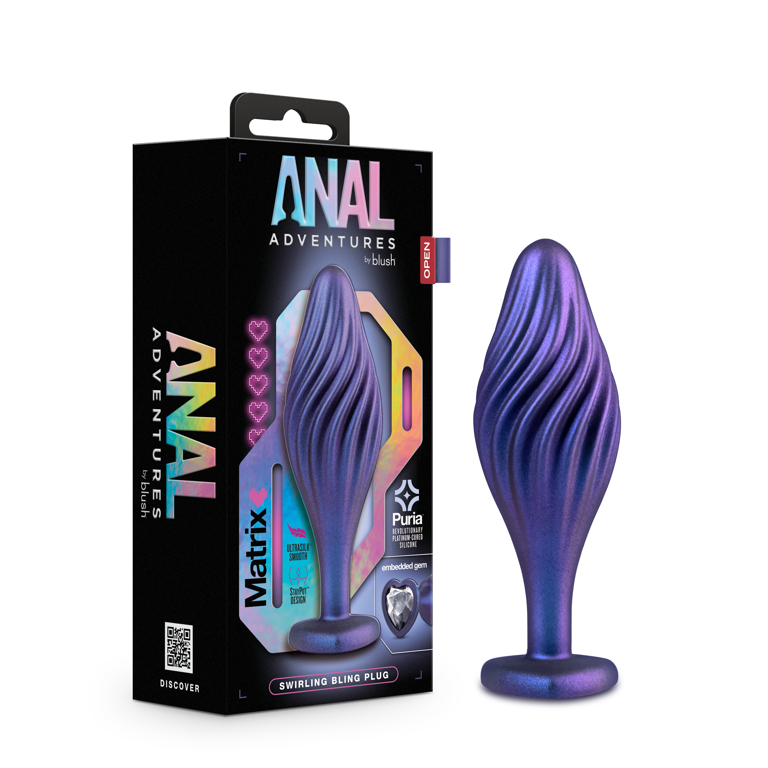 Blush Anal Adventures Matrix Swirling Bling Sapphire 4.5-Inch Anal Plug