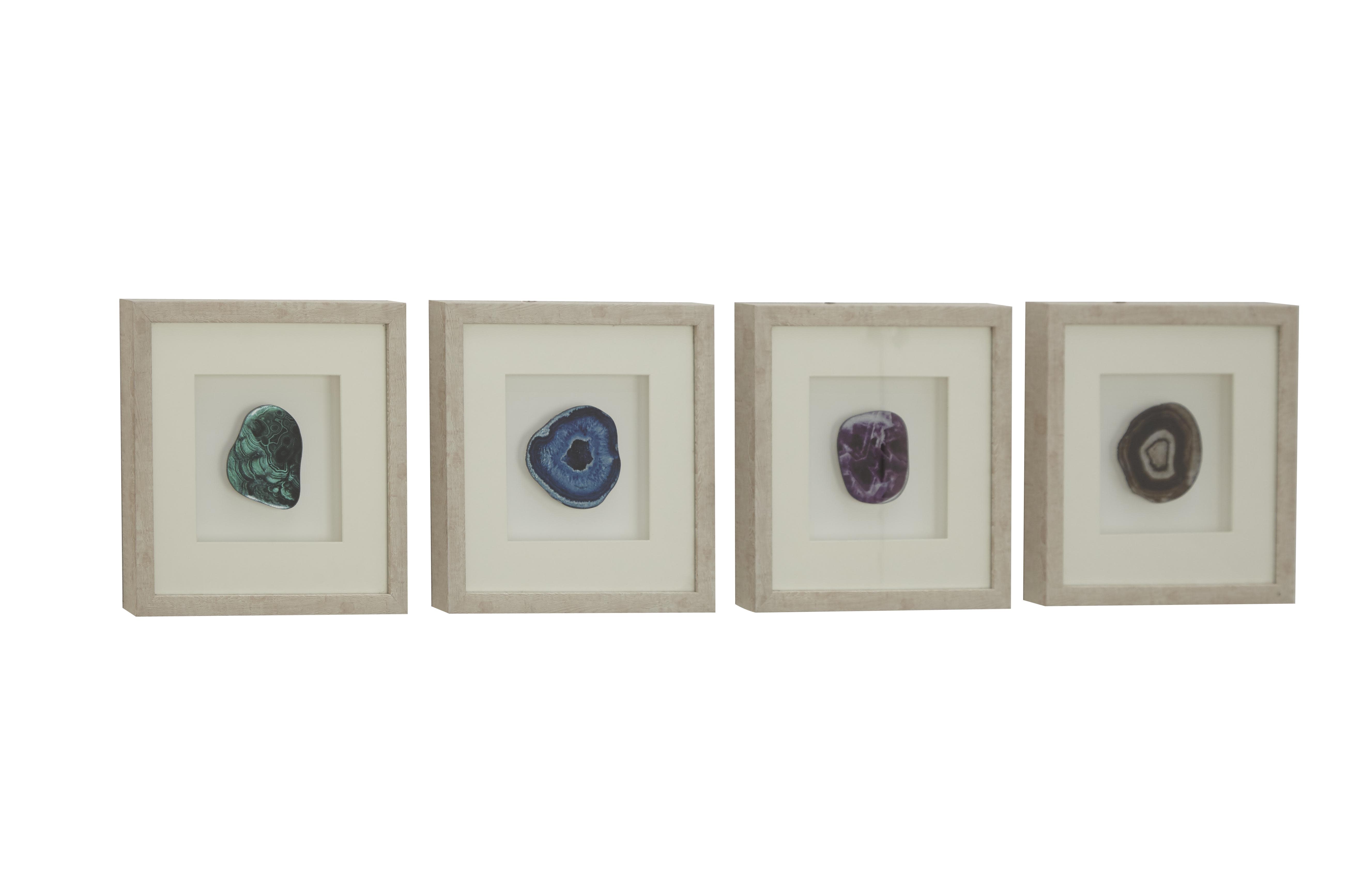 Multi Colored Polystone  Wall Decor, Set of 4 12"W, 12"H