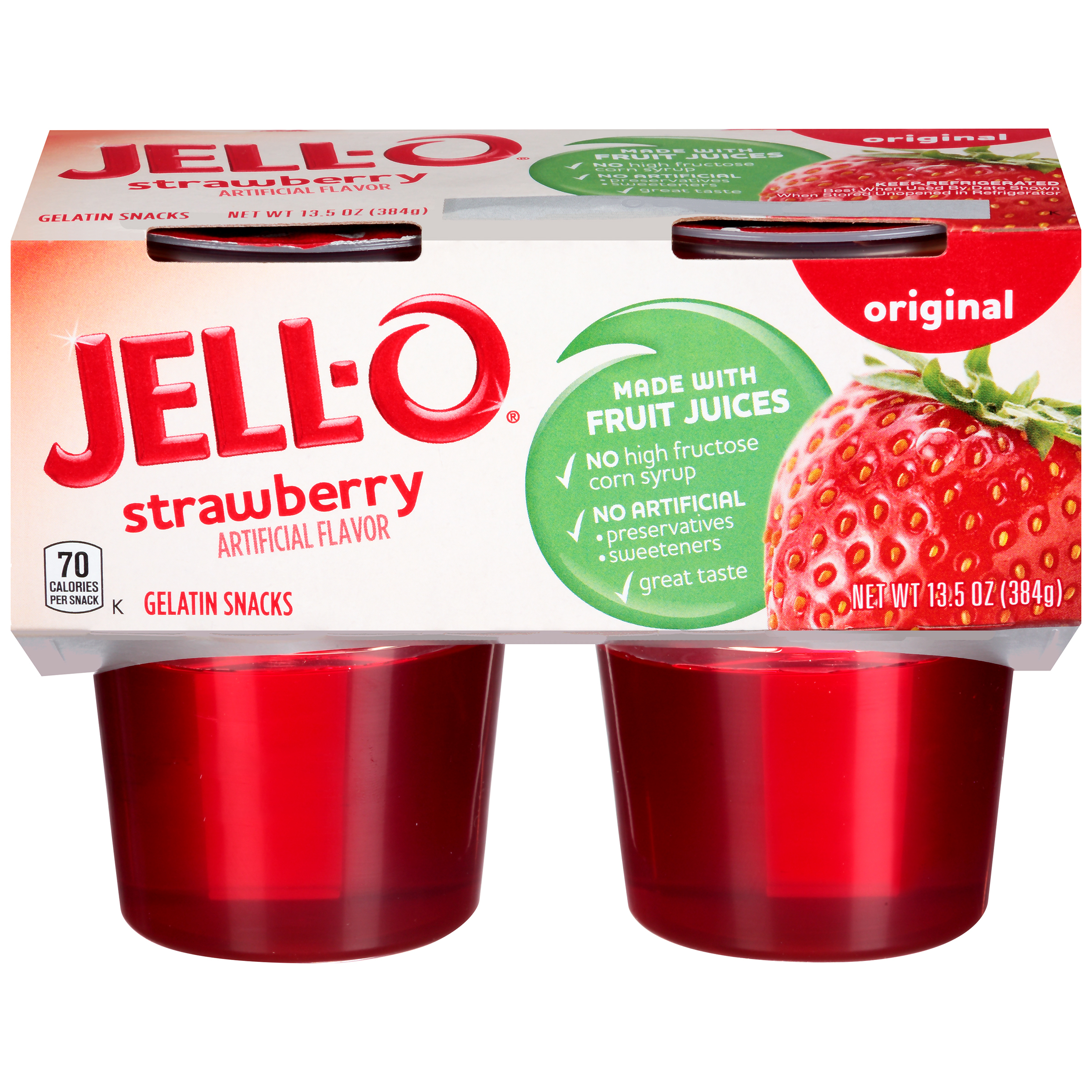 JellO Ready to Eat Strawberry Gelatin Snacks 13.5 oz Sleeve, 4 Cups Kraft Recipes
