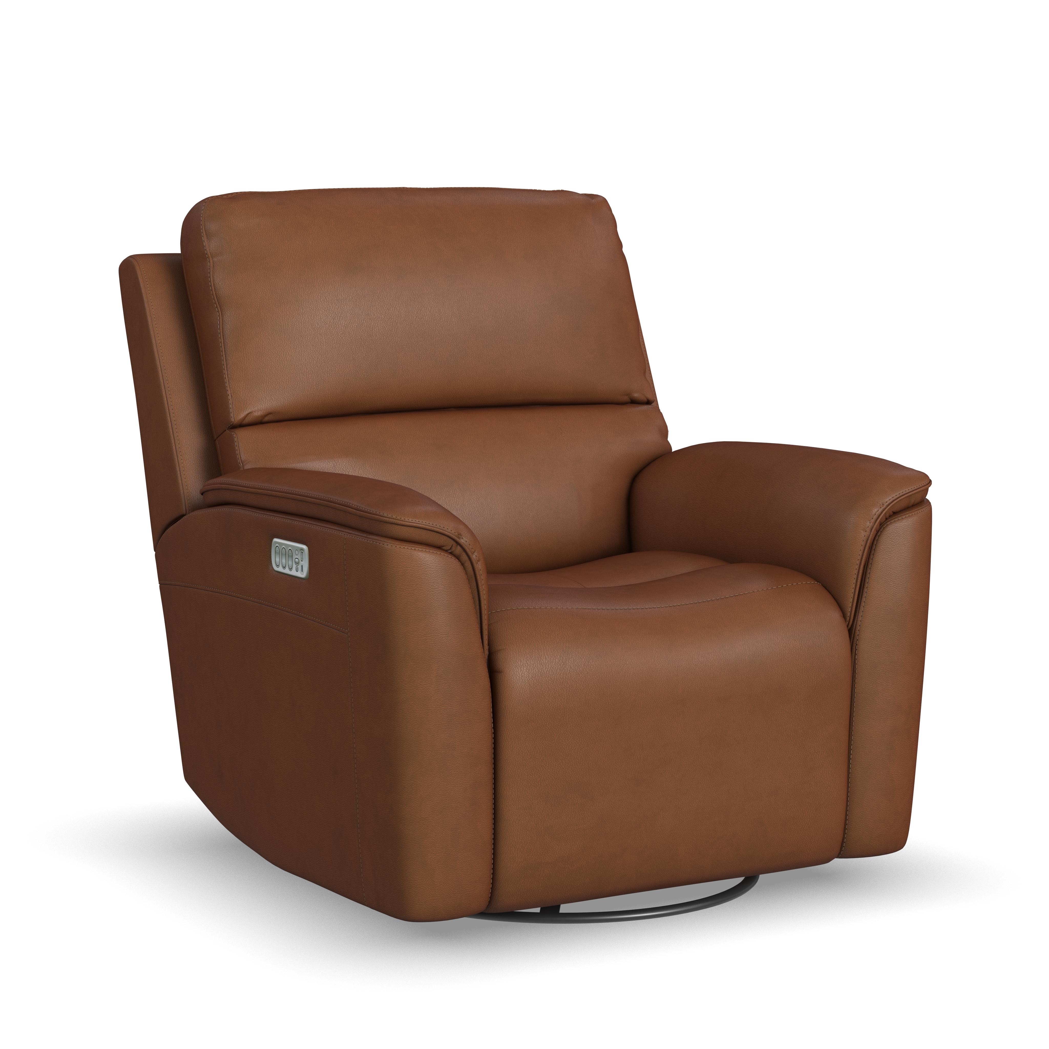 Flexsteel Henry Power Swivel Gliding Recliner with Power Headrest, Lumbar, Heat & Massage