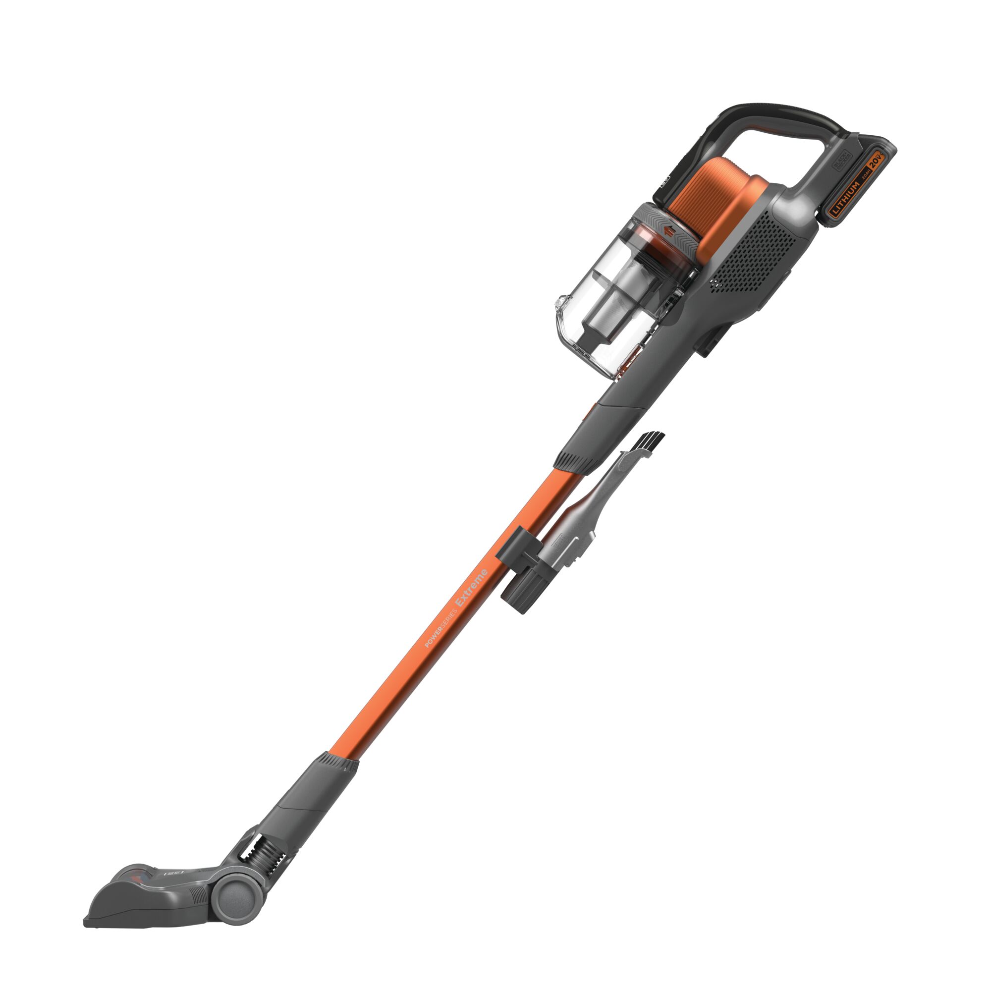 Profile of POWERSERIES Extreme cordless stick vacuum cleaner.\n