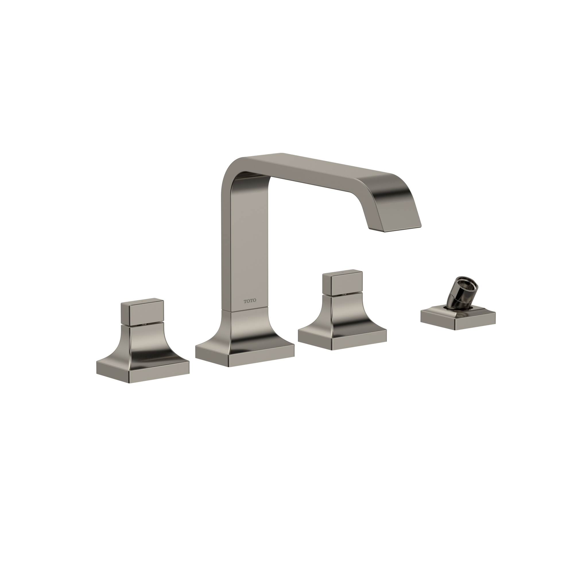 TOTO GC Two-Handle Deck-Mount Roman Tub Filler Trim with Handshower, Polished Nickel, Brass, TBG08202U#PN