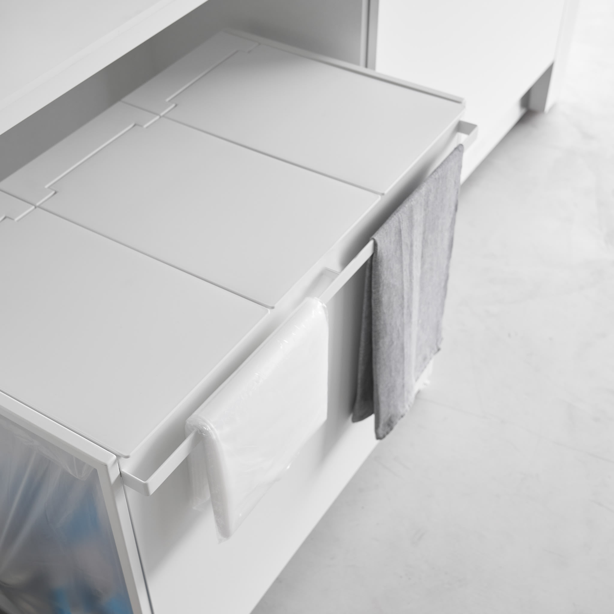 3-Compartment Trash Can with Casters : Integrated Handle