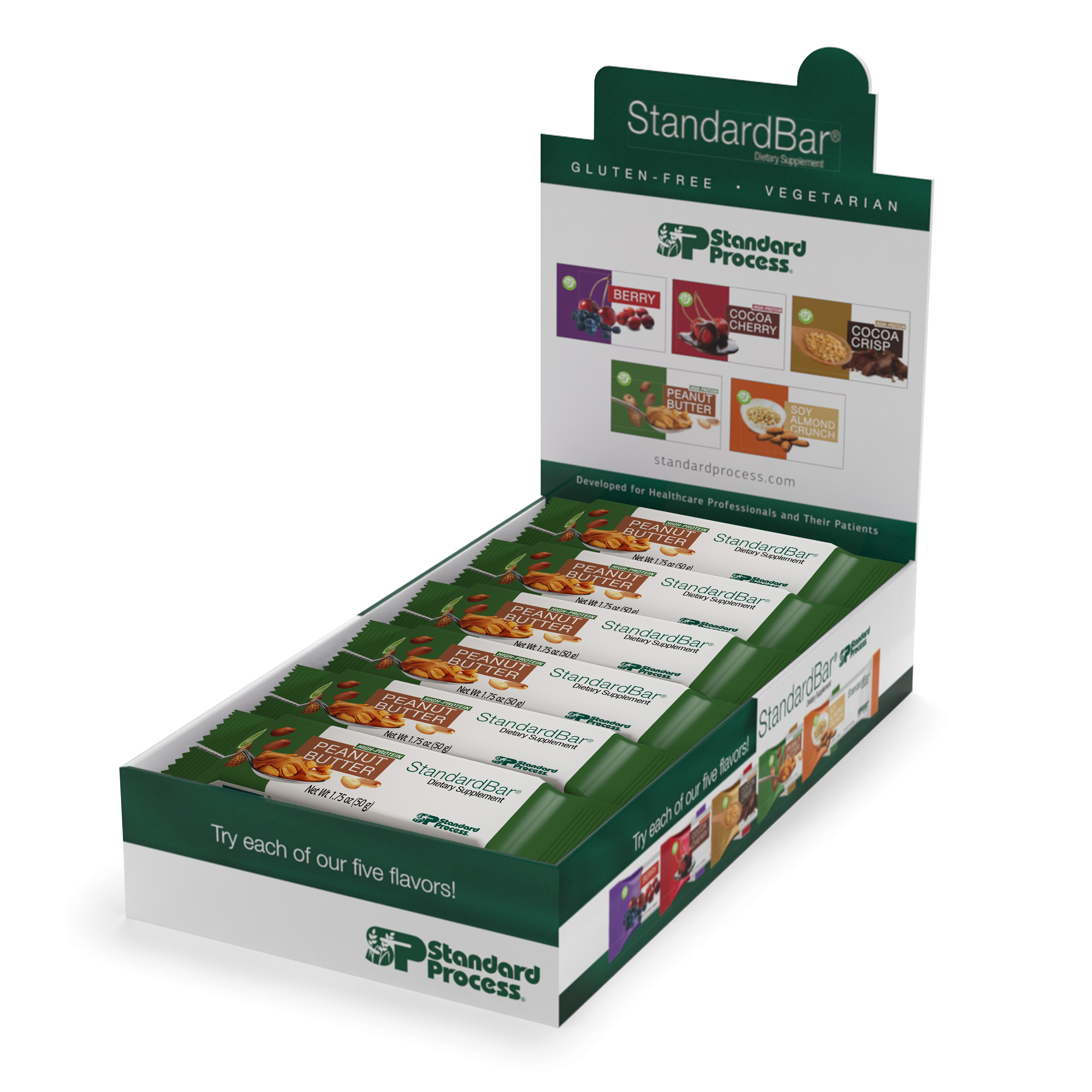 Standard Process StandardBar - Gluten-Free Protein Bar with Whole Food Formula of Calcium, Potassium, and More - Vegetarian - 18 Bar Pack - Cocoa Crisp