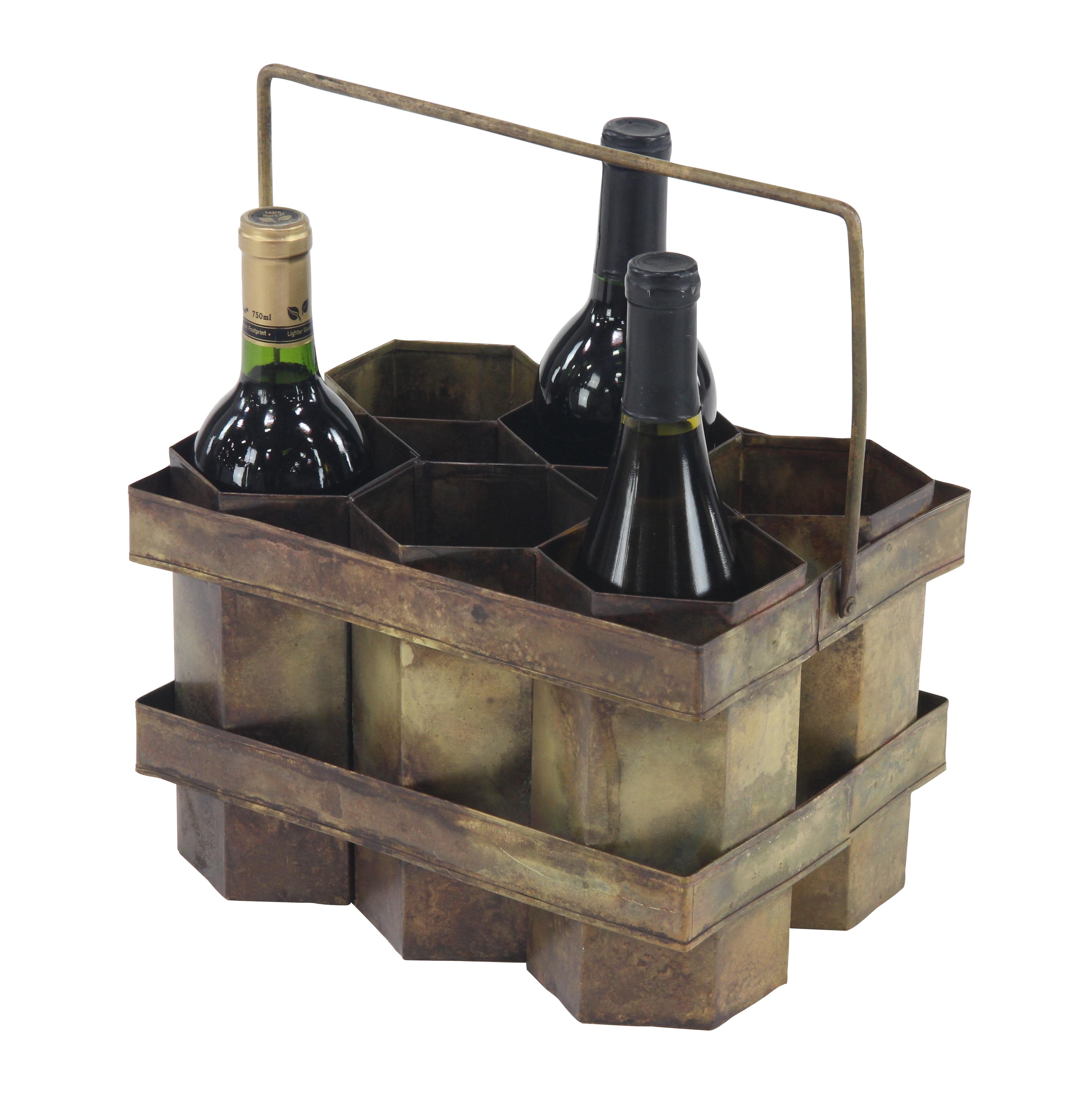 Brass Metal  Wine Holder, 11" x 8" x 7"