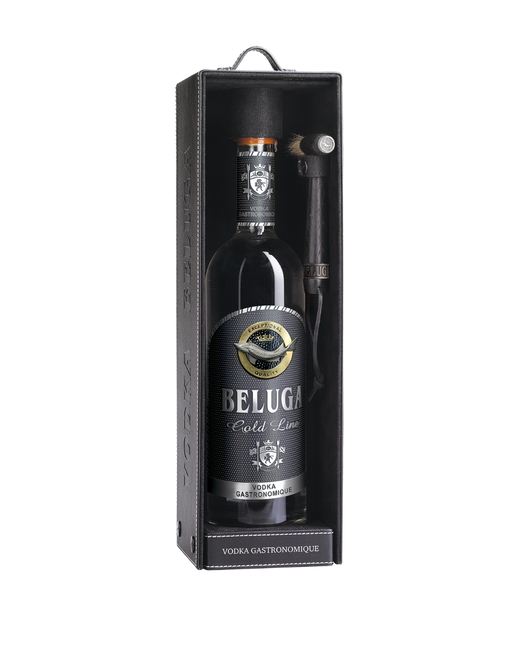 BELUGA GOLD LINE VODKA IN LEATHER GIFT PACK